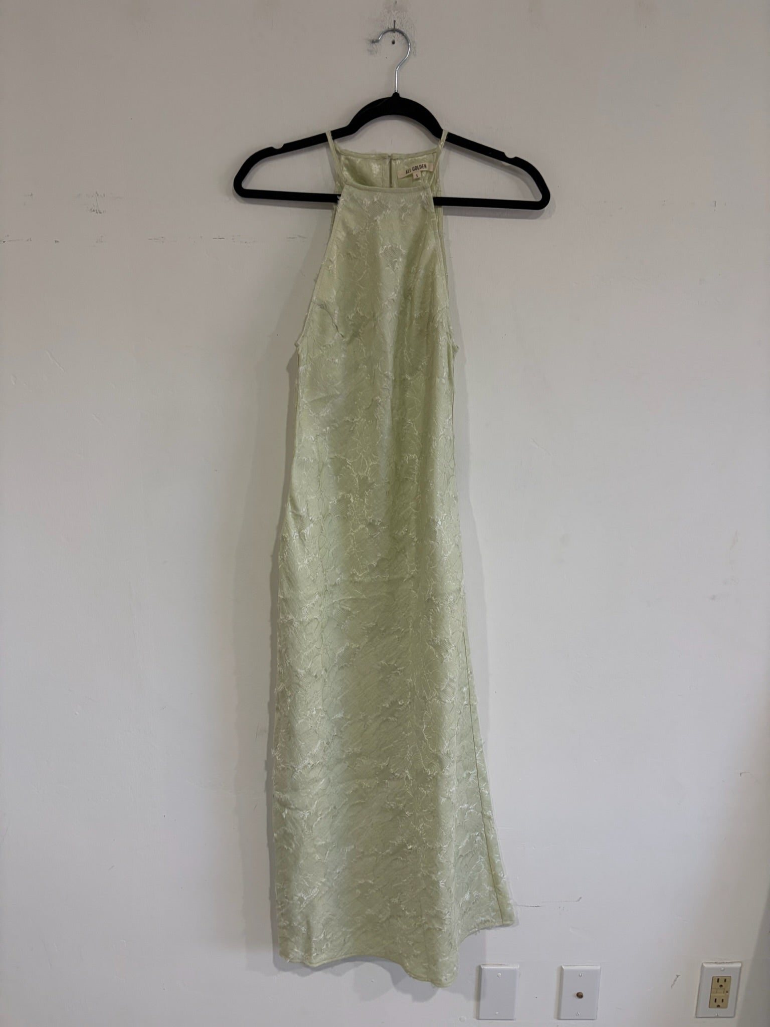 SAMPLE - HIGH NECK BIAS DRESS - LIGHT LIME FLOWER