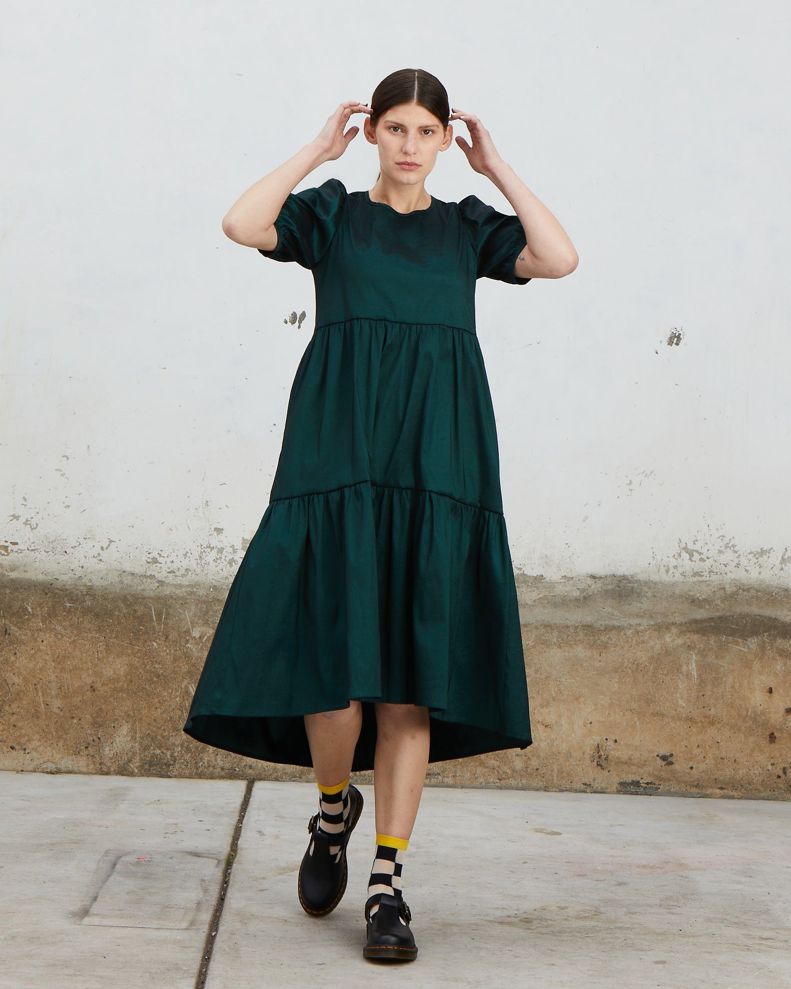 SAMPLE - STRETCH RUFFLE DRESS - BLACK