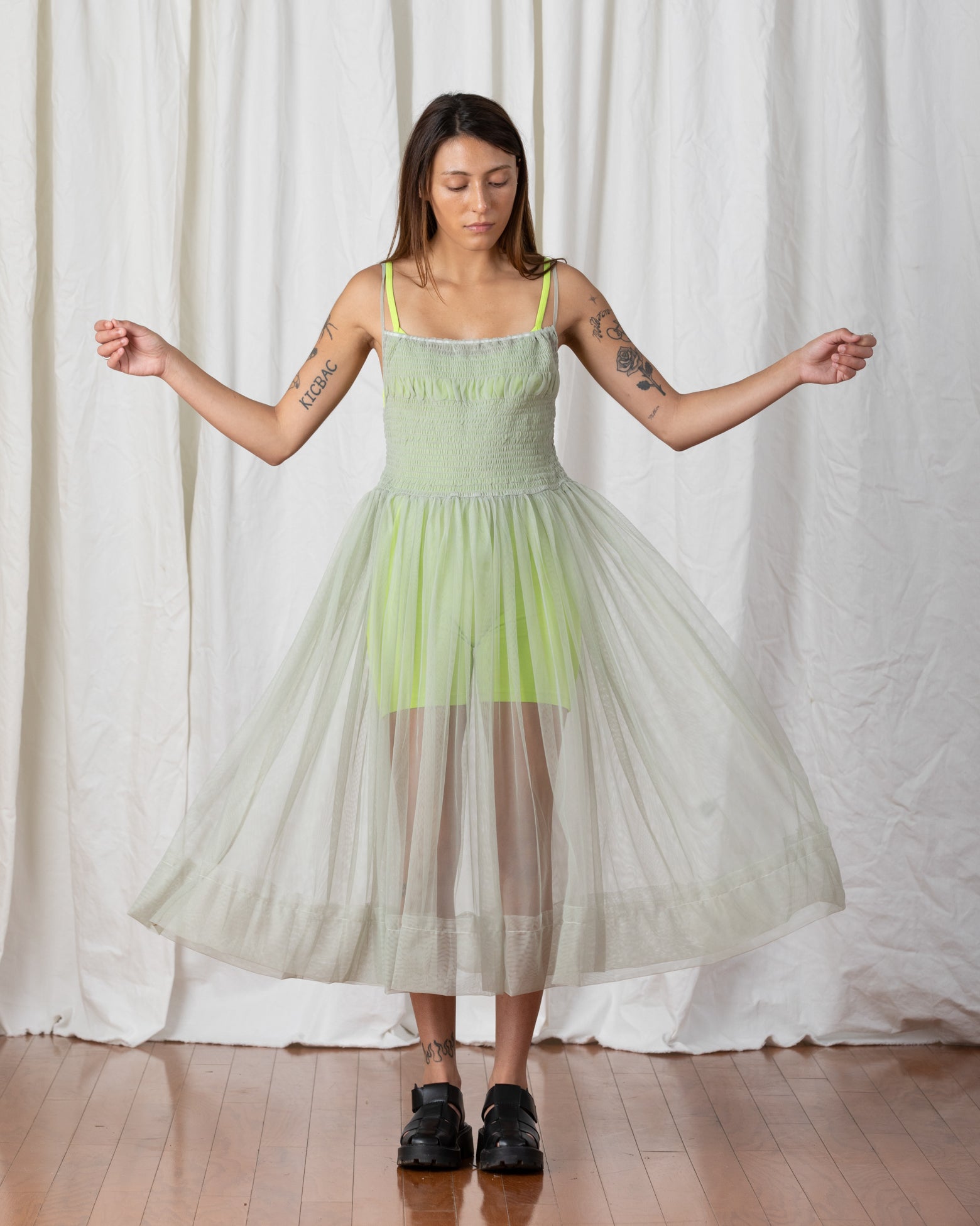 SAMPLE - MESH BALLERINA DRESS - LIGHT YELLOW