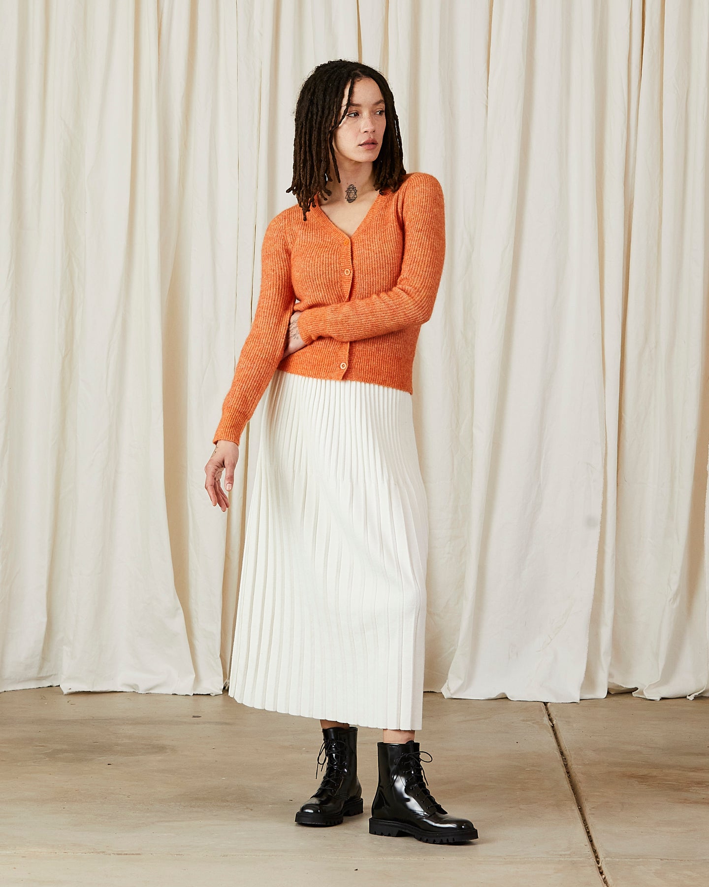 SAMPLE - SHRUNKEN MOHAIR CARDIGAN- ORANGE