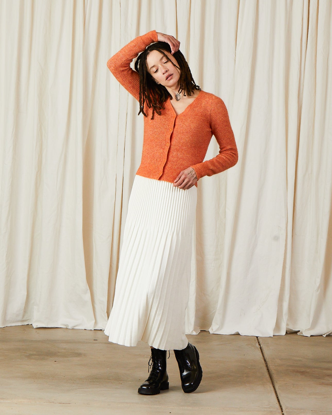 SAMPLE - SHRUNKEN MOHAIR CARDIGAN- ORANGE
