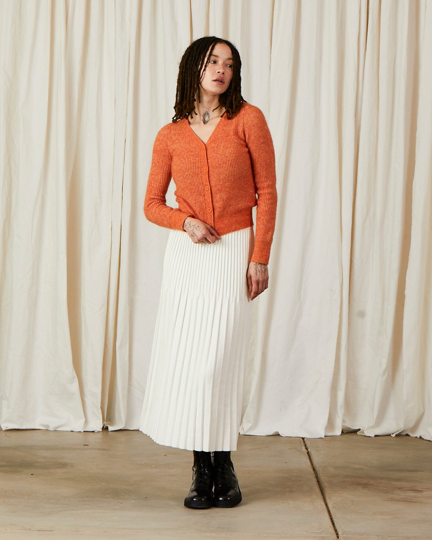 SAMPLE - SHRUNKEN MOHAIR CARDIGAN- ORANGE