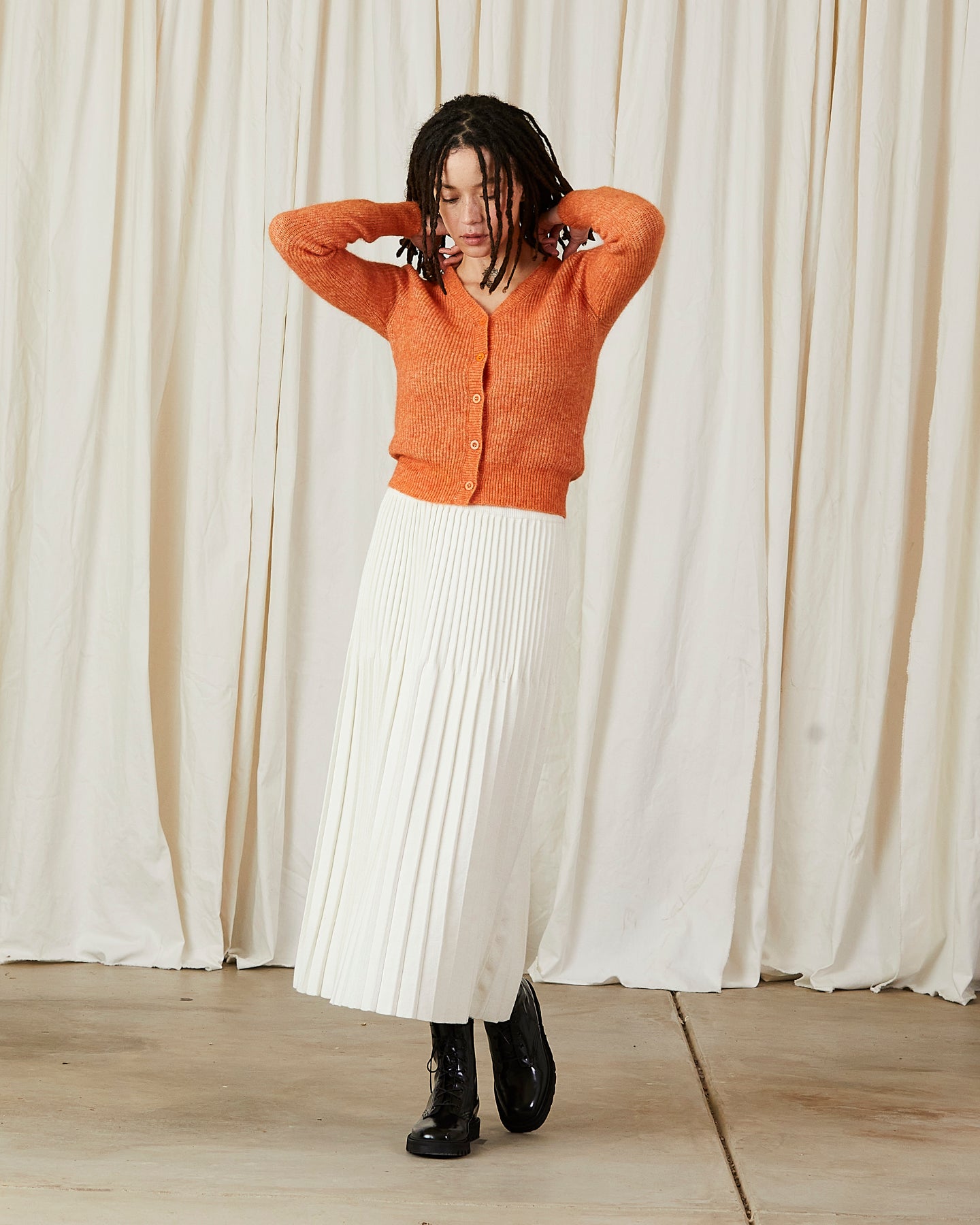 SAMPLE - SHRUNKEN MOHAIR CARDIGAN- ORANGE