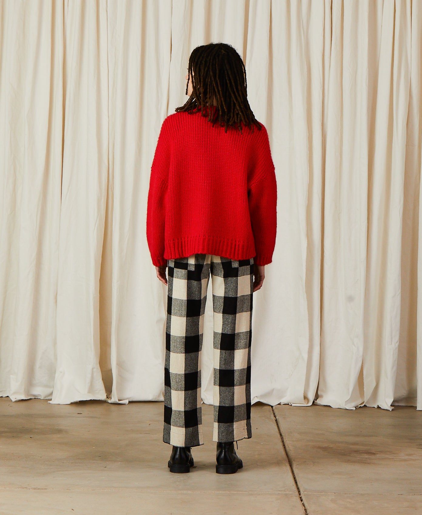 MERINO CREW-NECK CARDIGAN - POPPY
