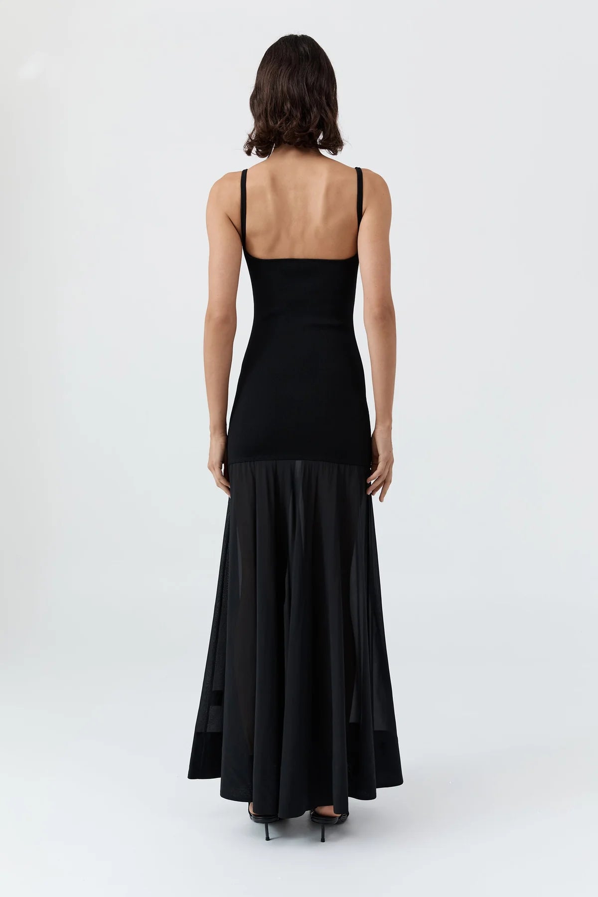 BACKLESS CIRCLE HEM DRESS - BLACK