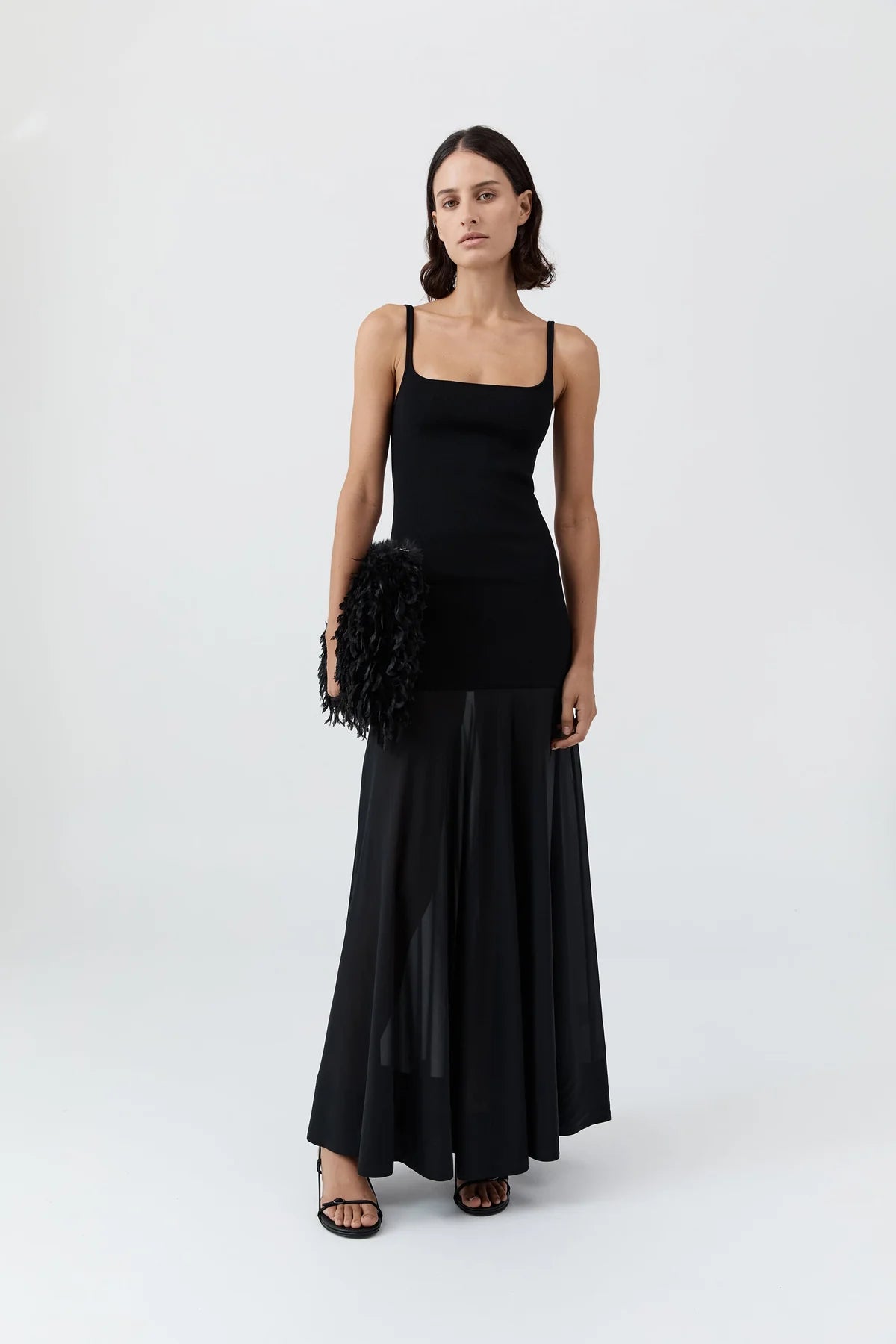 BACKLESS CIRCLE HEM DRESS - BLACK