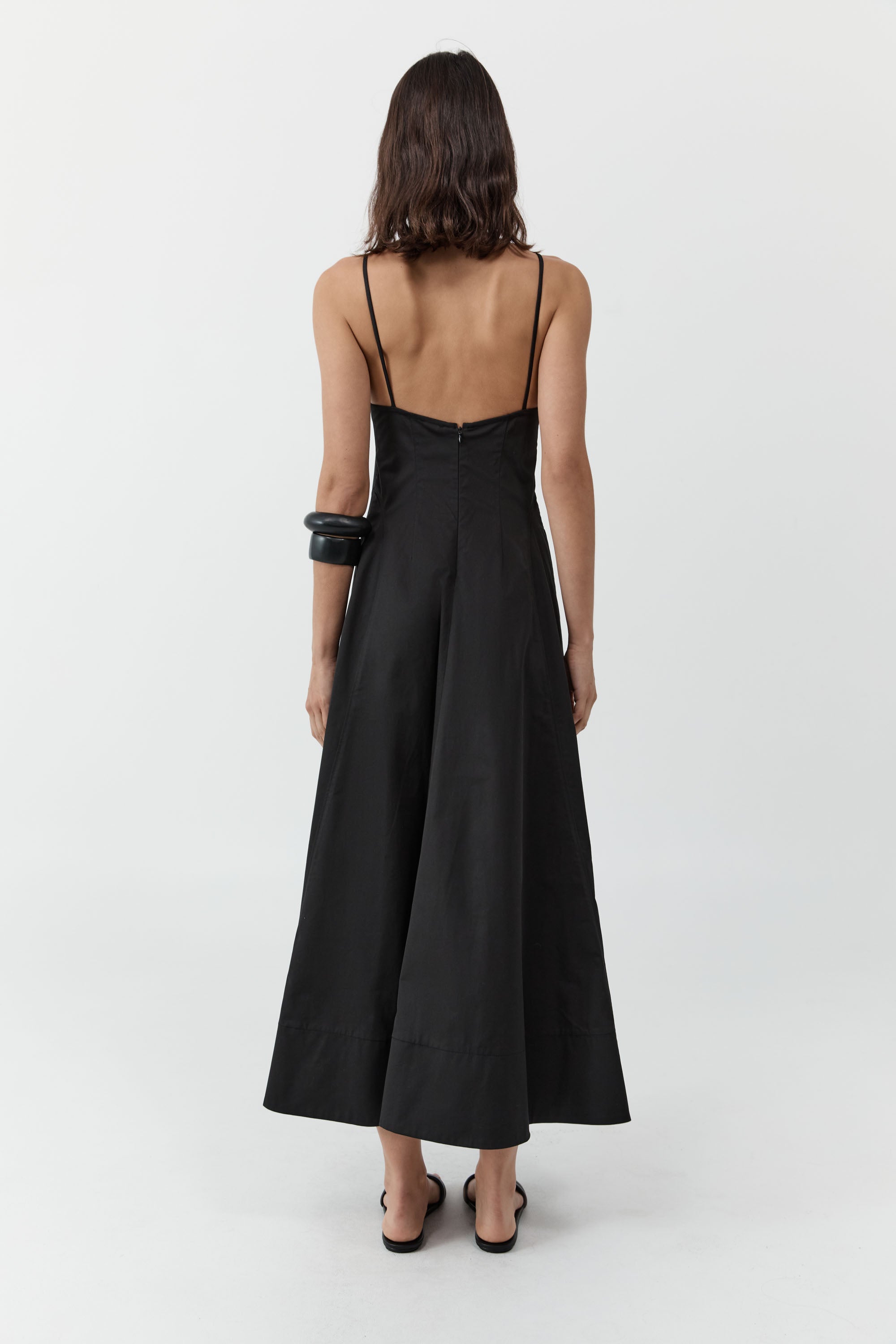 STRUCTURED COTTON DRESS - BLACK