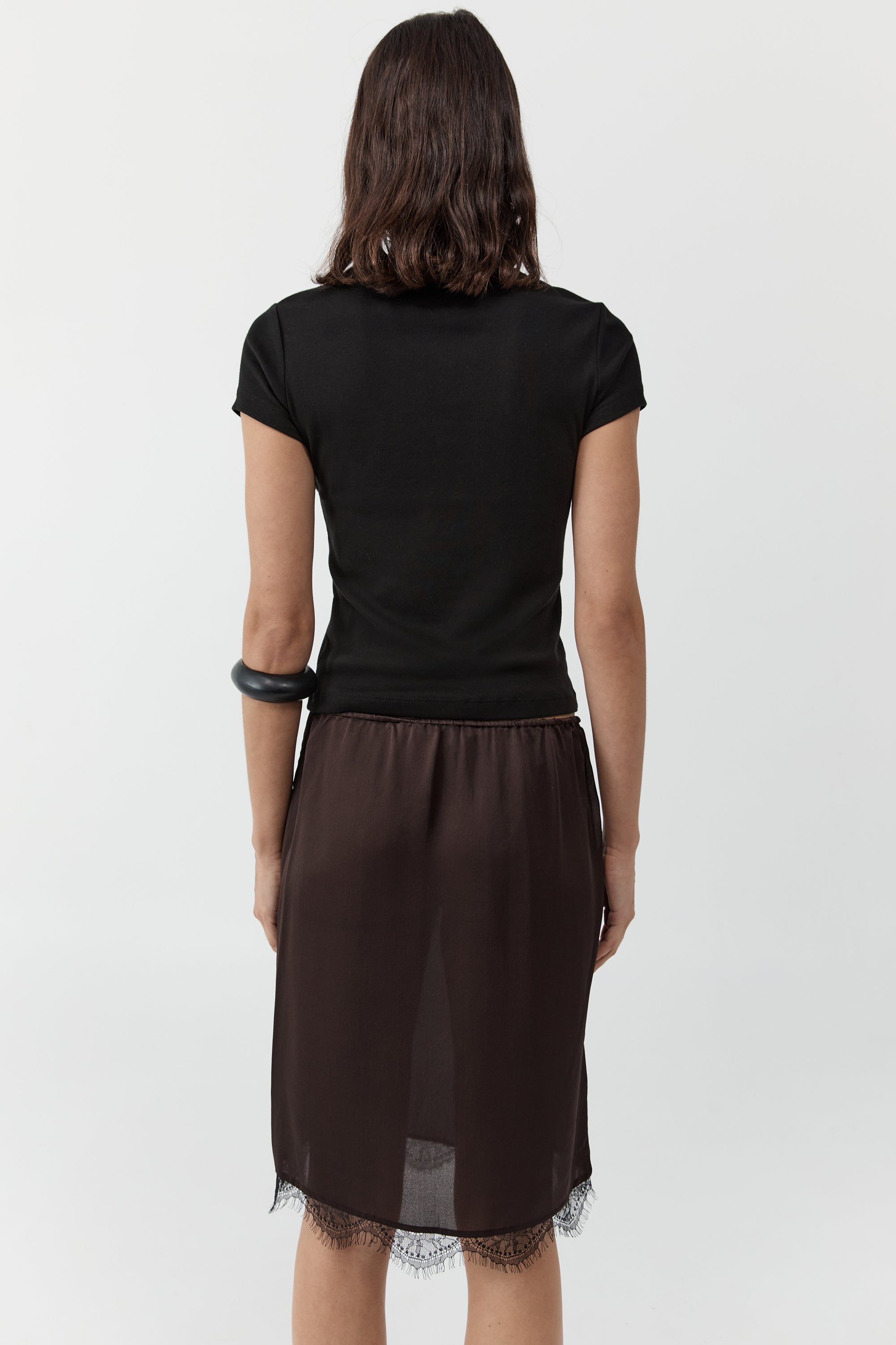 FINE LACE SKIRT - BARK