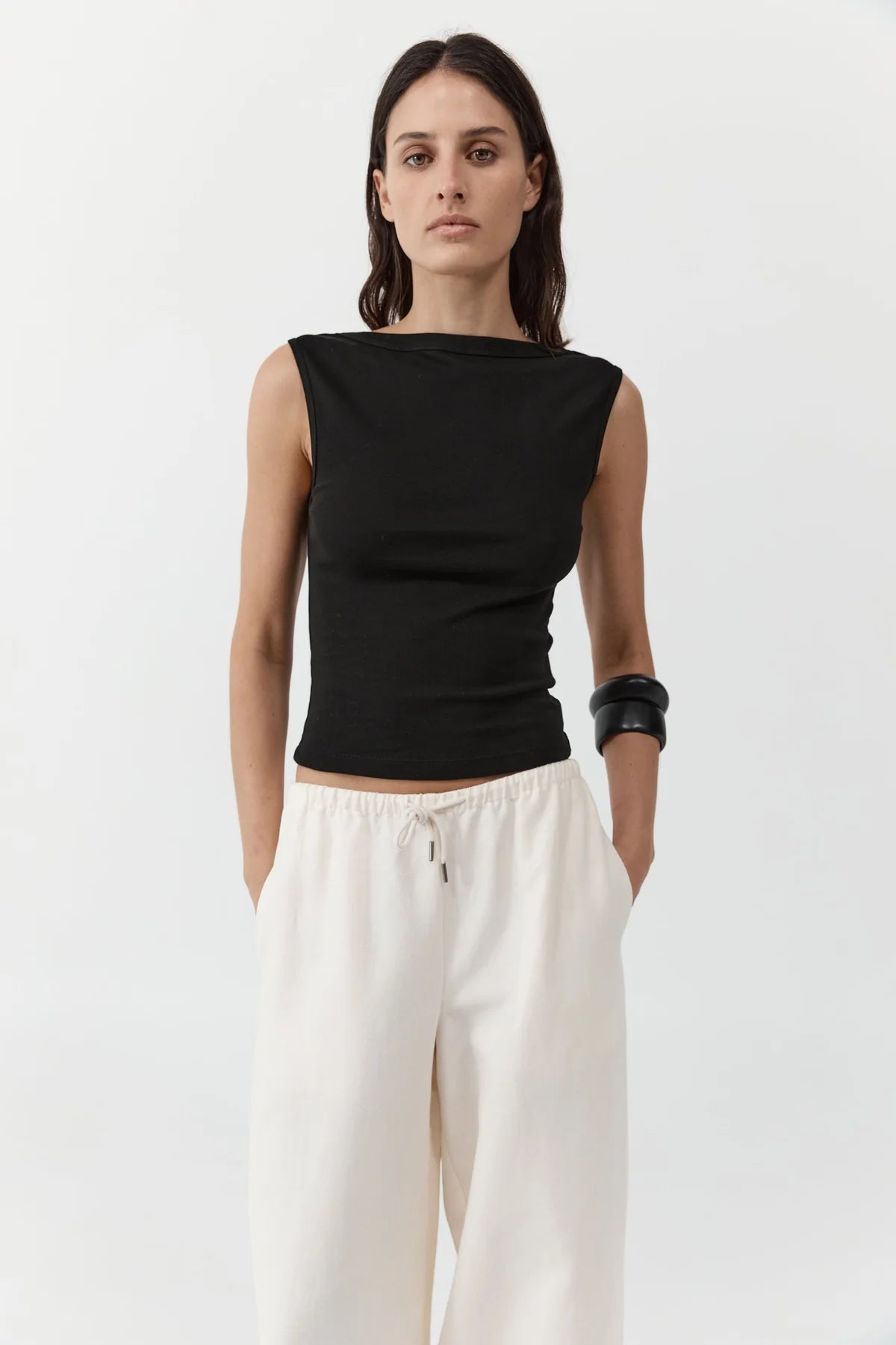 ORGANIC COTTON BALLERINA TOP - JET BLACK