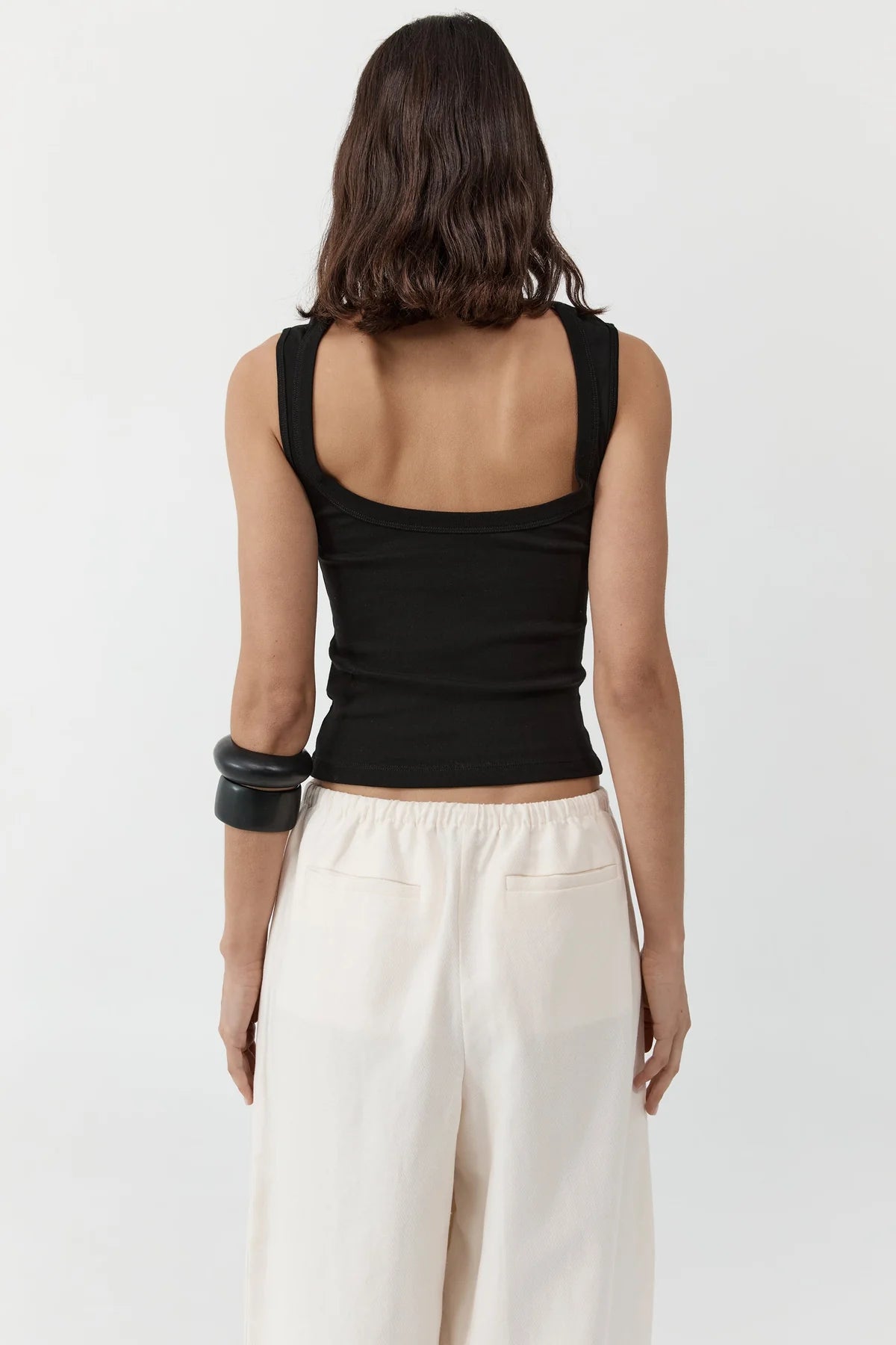 ORGANIC COTTON BALLERINA TOP - JET BLACK