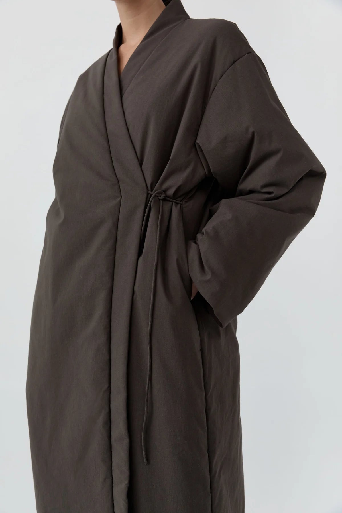 PILLOW WRAP COAT - WOOD