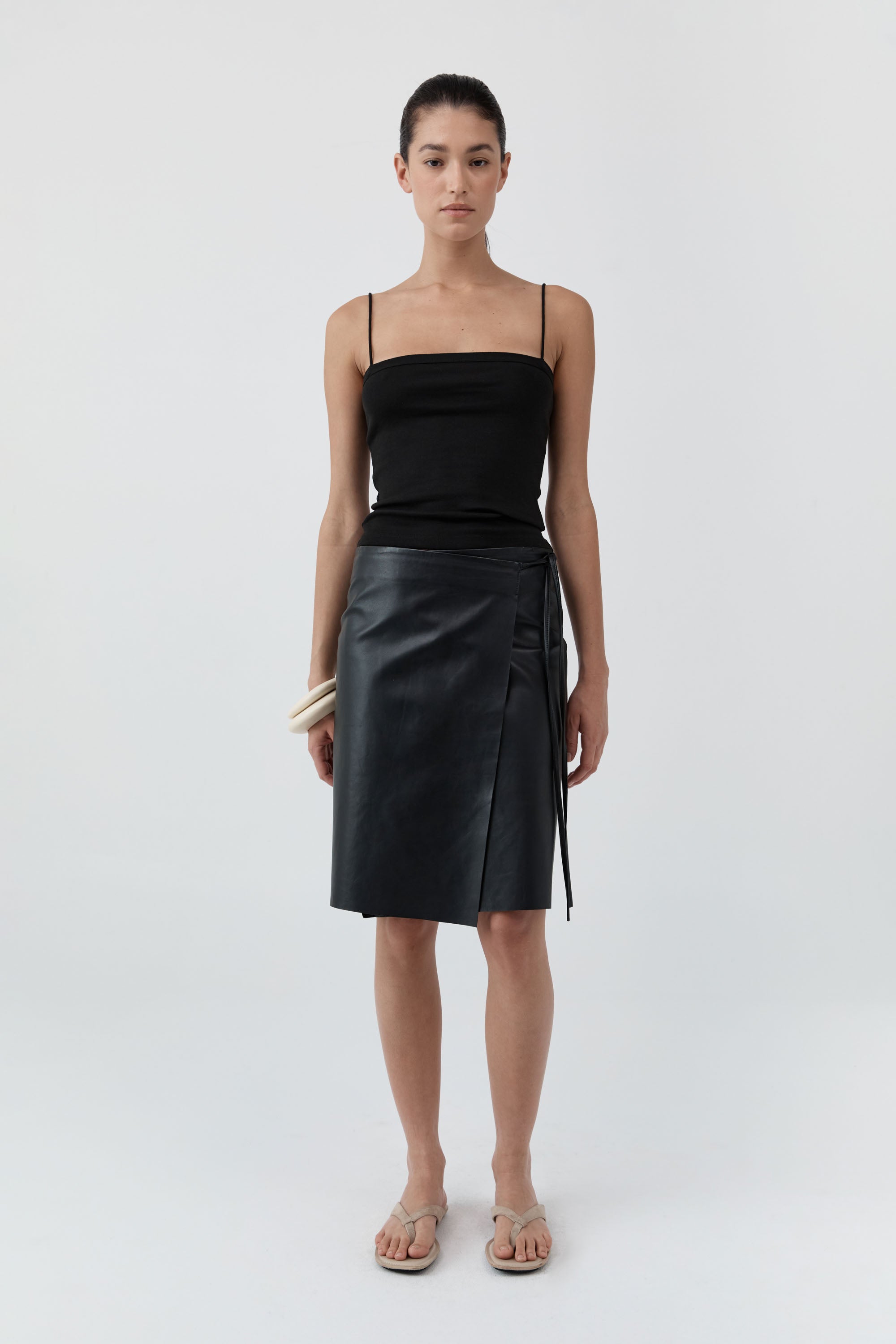 ORGANIC COTTON SQUARE NECK CAMI - BLACK