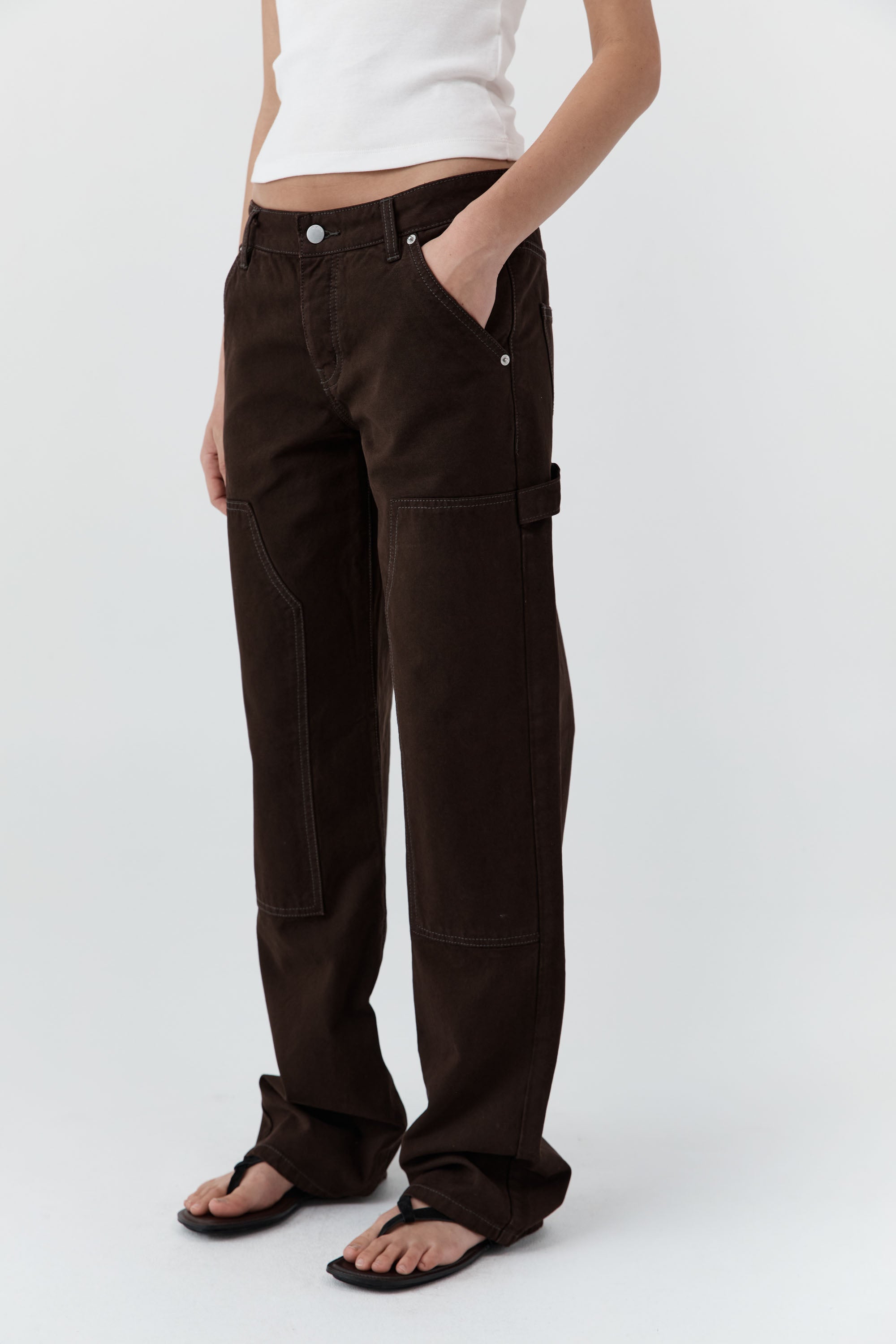 CANVAS CARPENTER JEANS - BARK