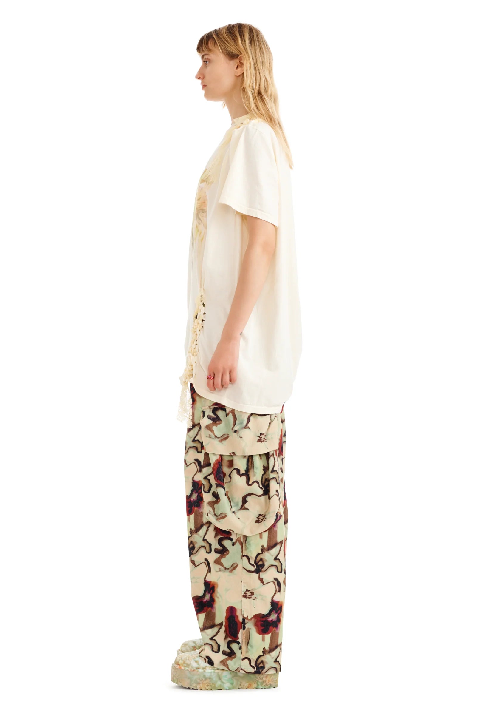 FLOWER DRIP LACE KATINA TEE - IVORY