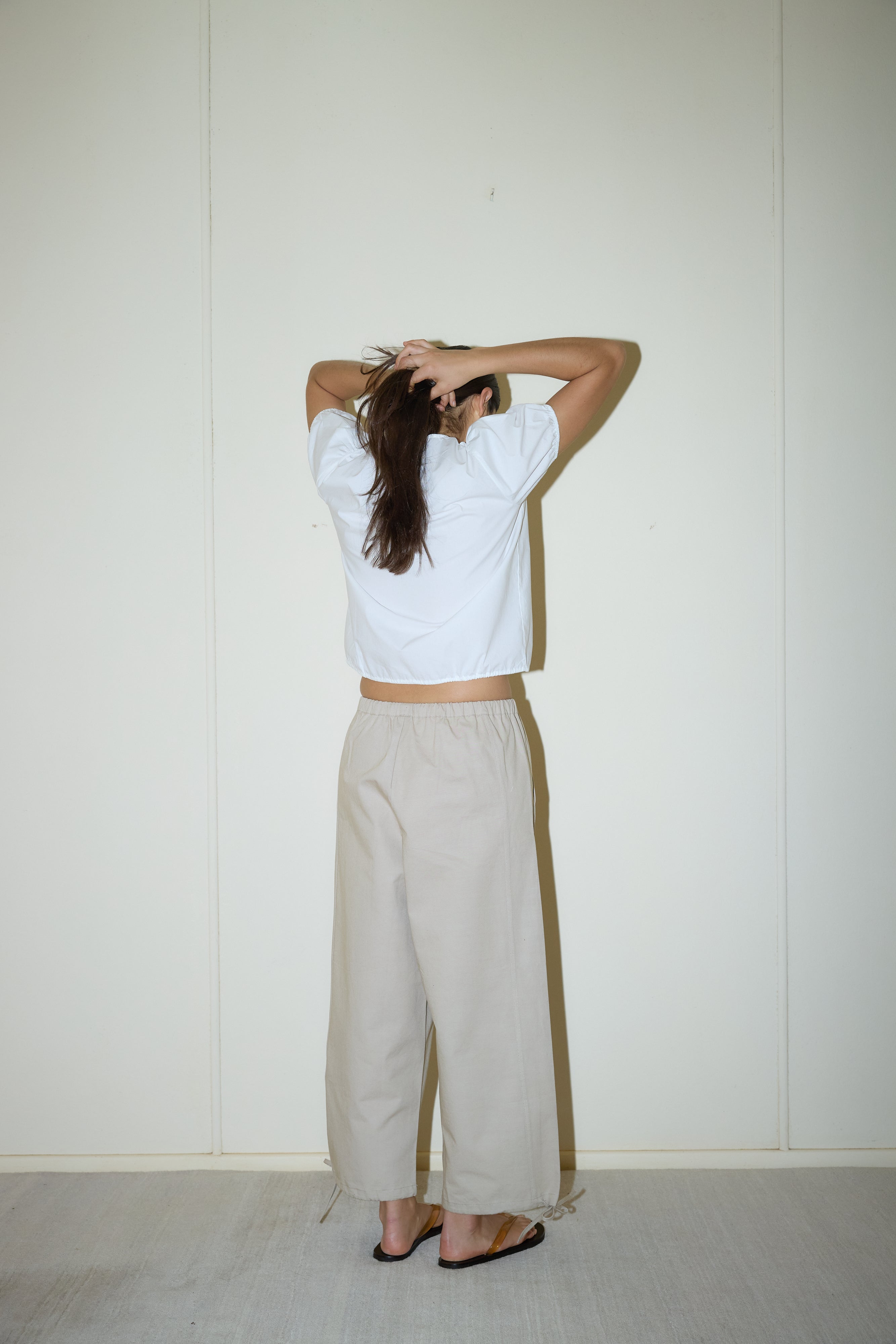 DRAWCORD WIDE LEG PANT - CREAM