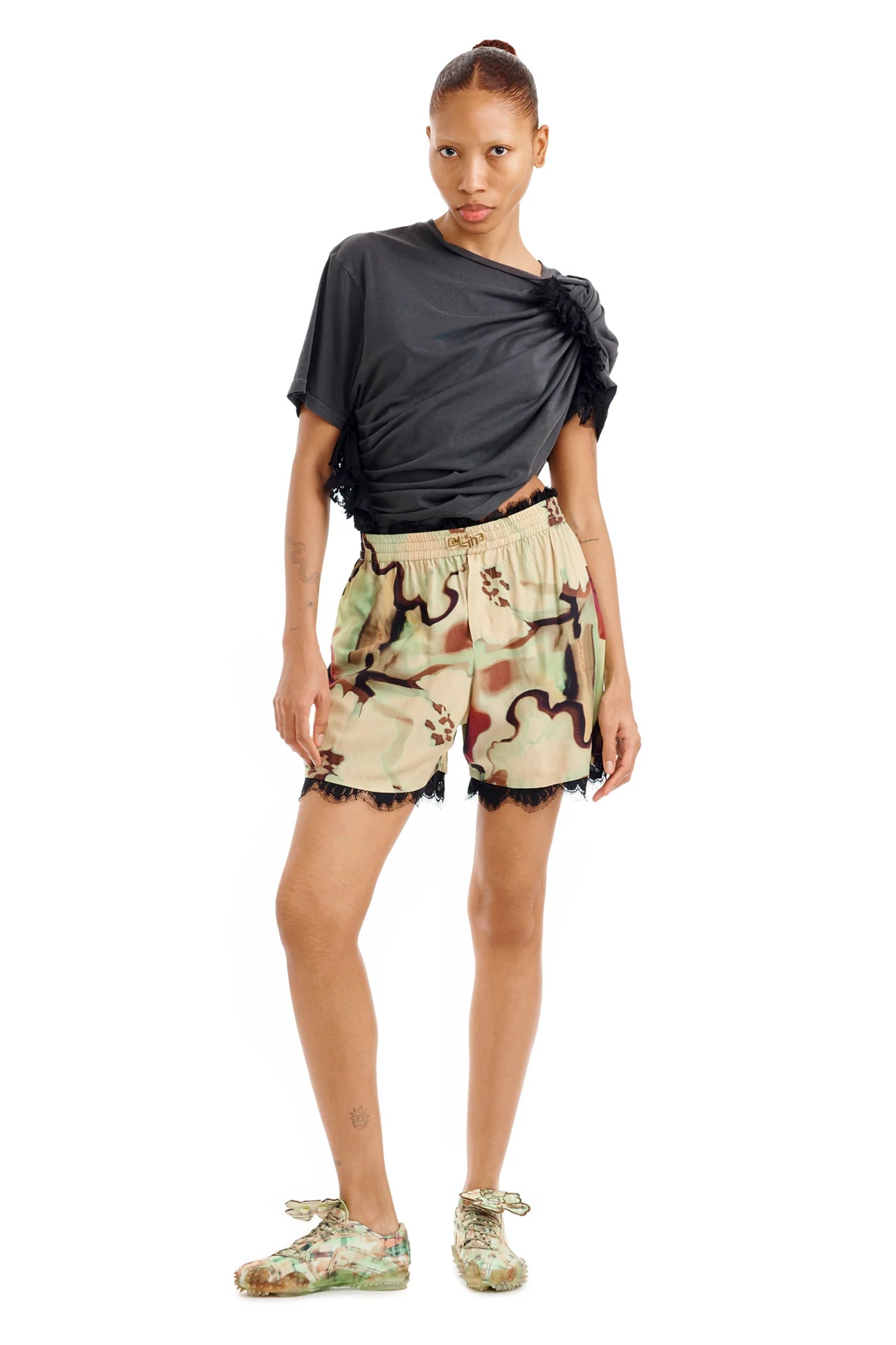 LACE EVA TEE - CHARCOAL