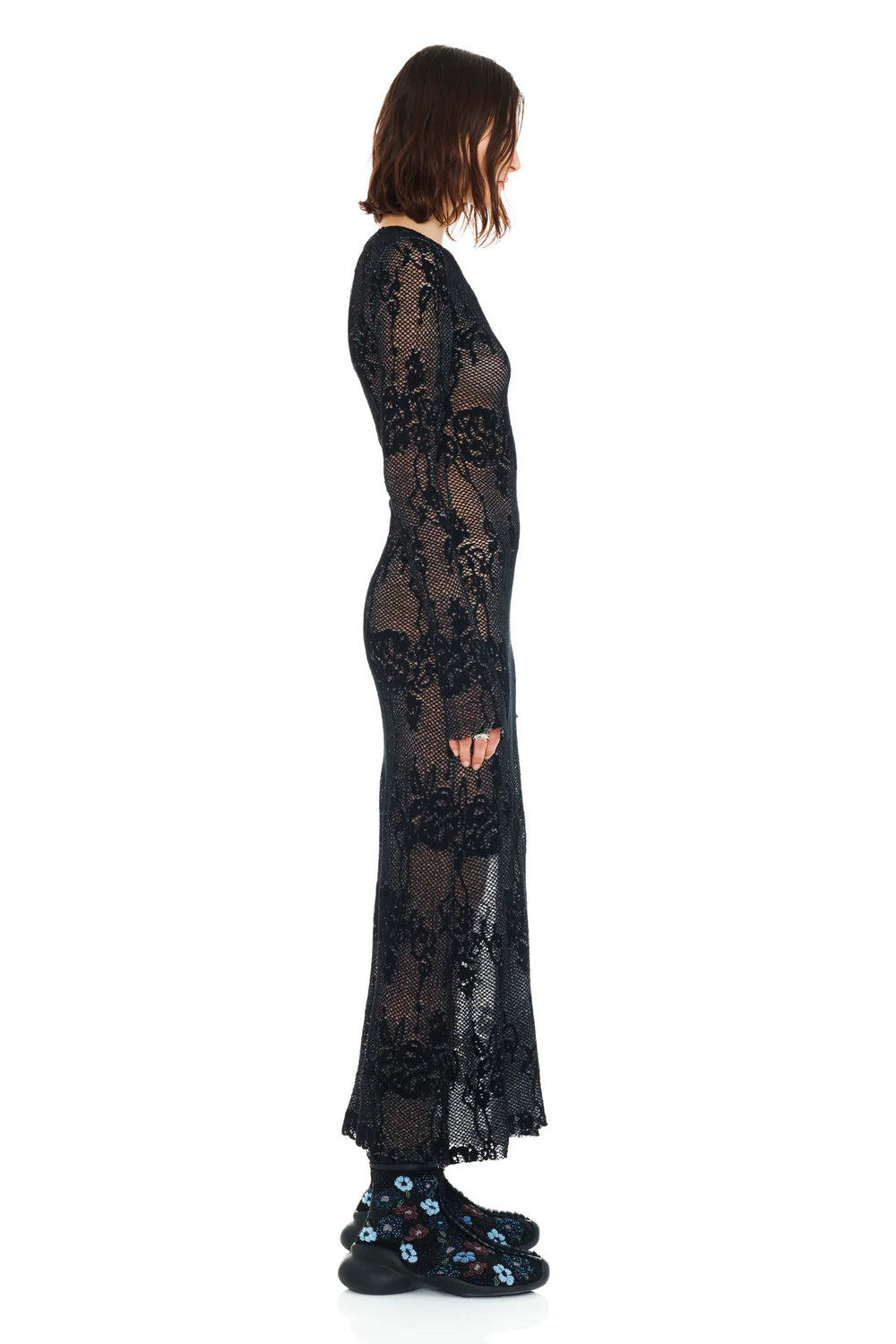 YURI DRESS - BLACK KNIT LACE