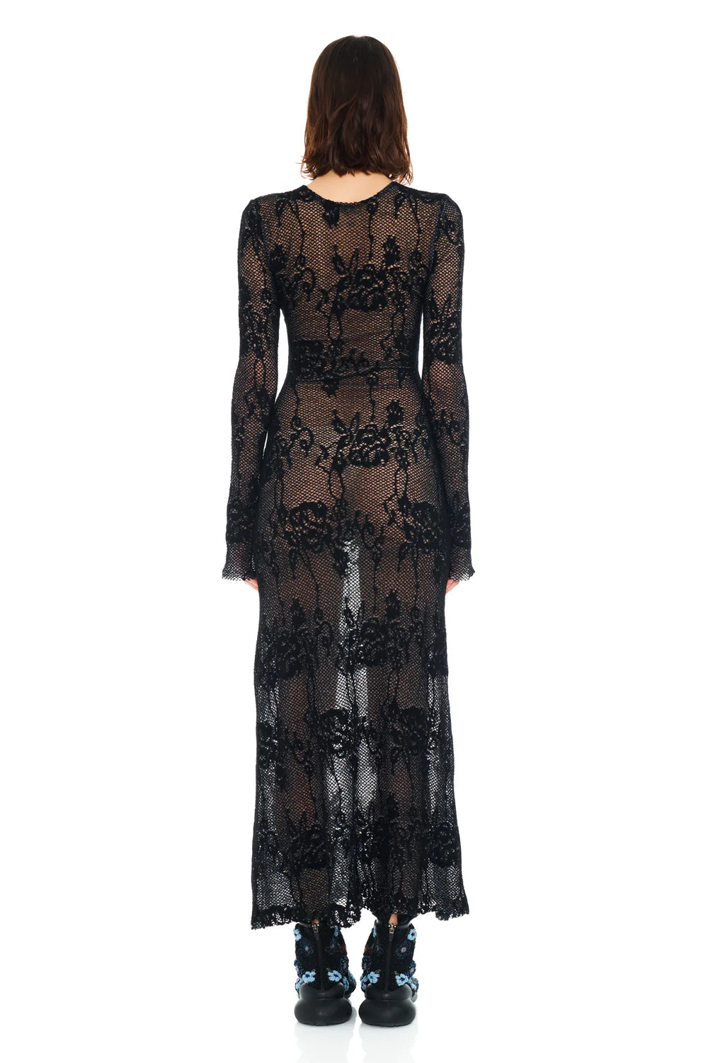 YURI DRESS - BLACK KNIT LACE