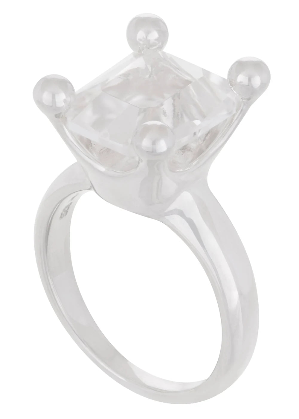 ATOMIC PARTICLE RING - STERLING SILVER - CRYSTAL