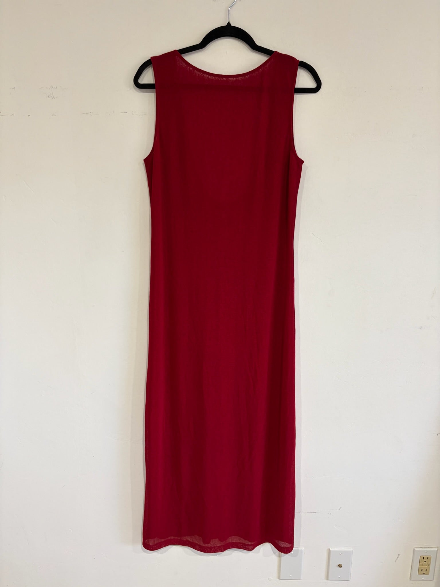 SAMPLE - MESH LOW BACK COLUMN DRESS - CRIMSON