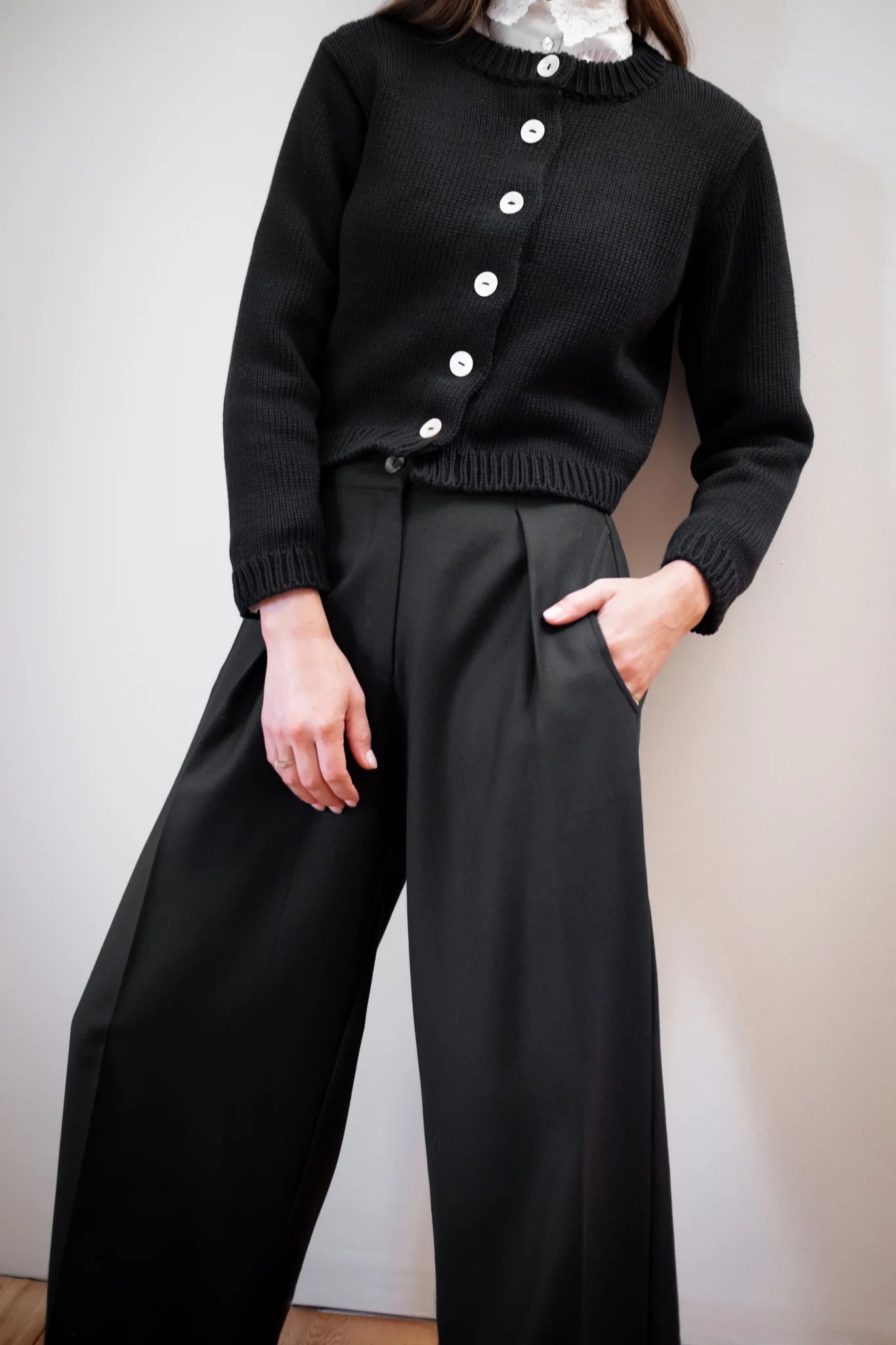 CHUNKY COTTON CARDI - NOIR