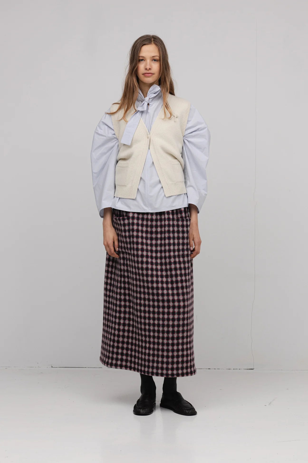 GOOI SKIRT - BURGUNDY CHECK