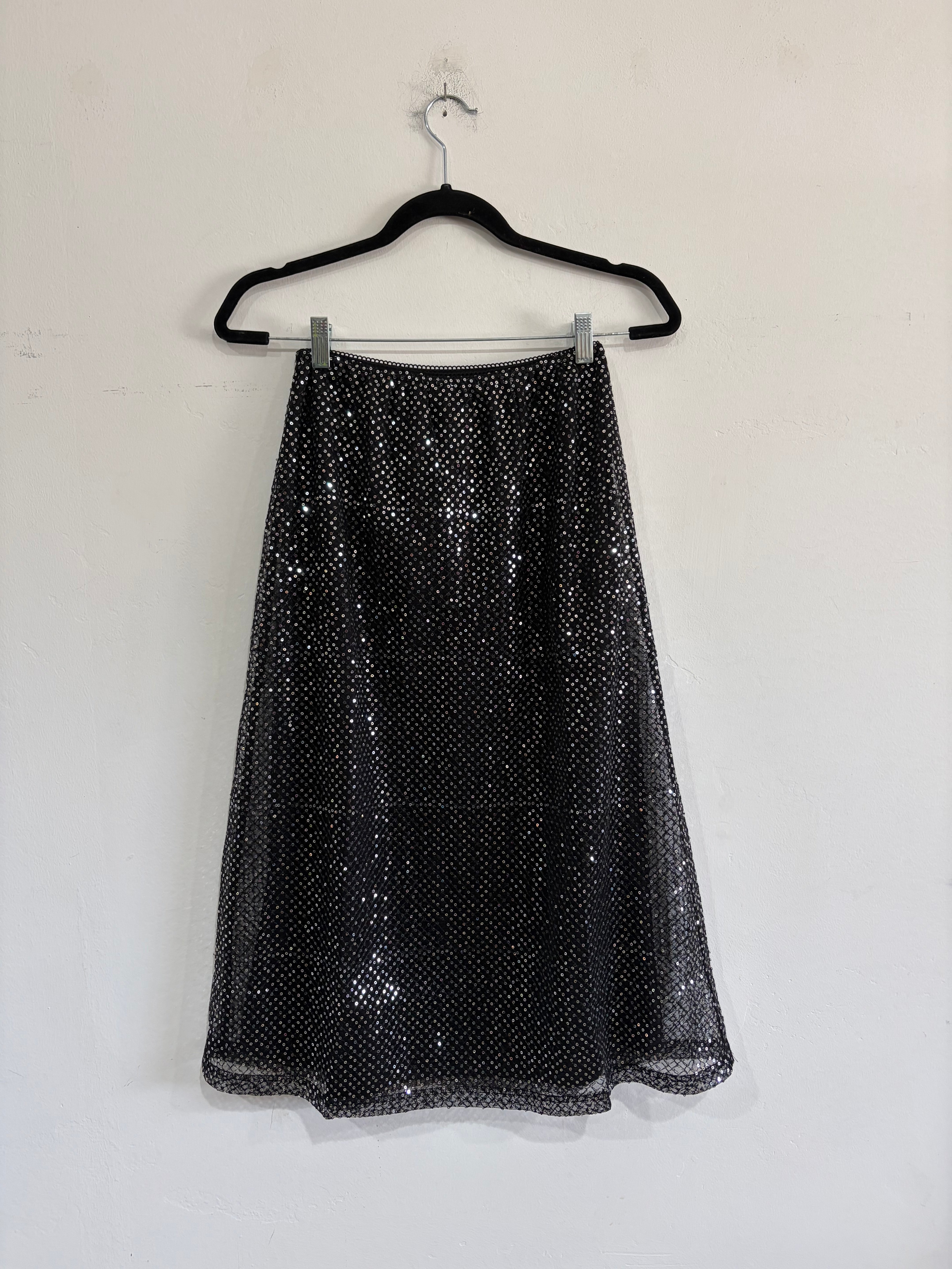 SAMPLE - LINED SLIM MIDI SKIRT - SILVER SEQUINS