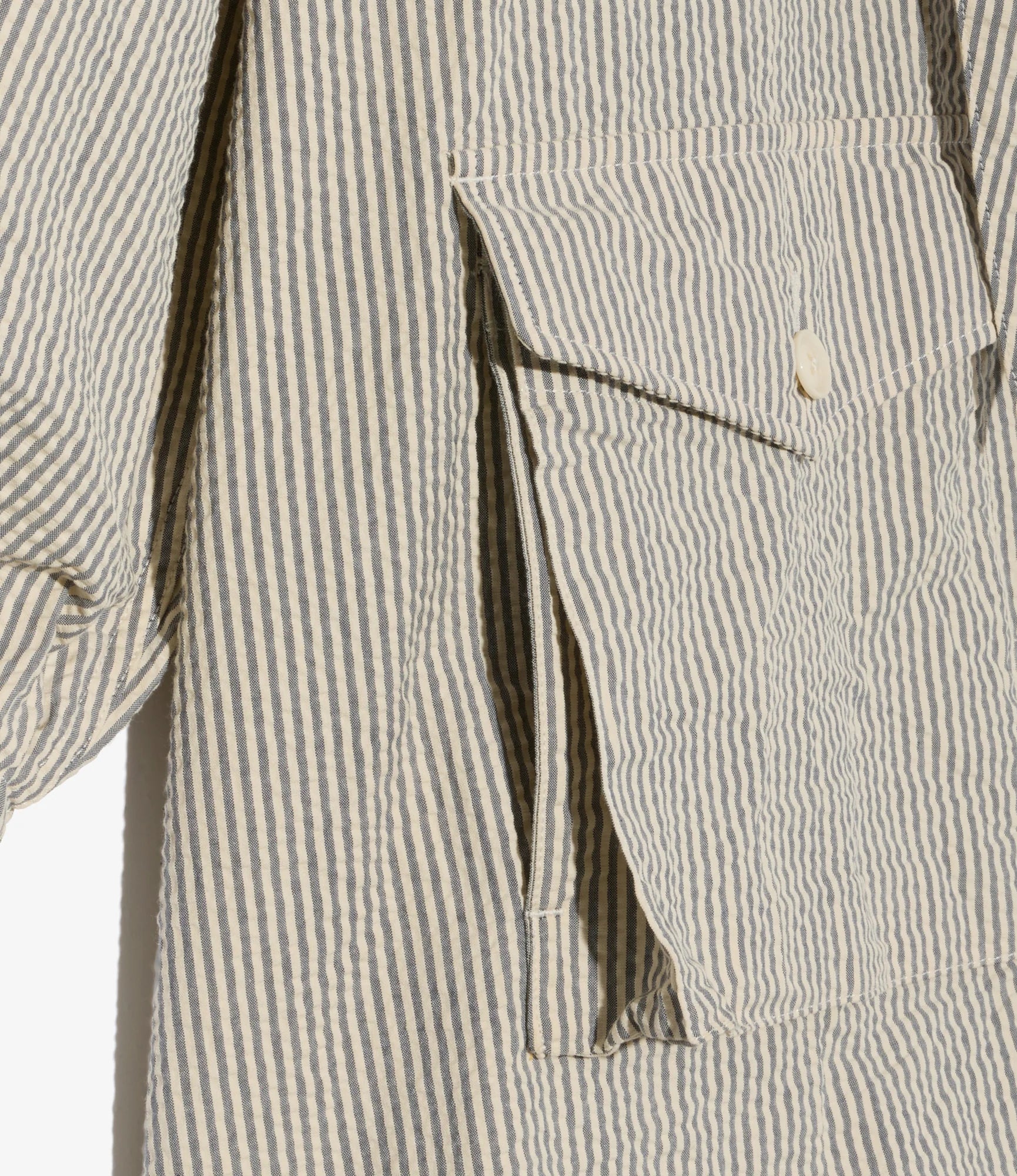 HOODED FIELD DRESS - NAVY/NATURAL SEERSUCKER