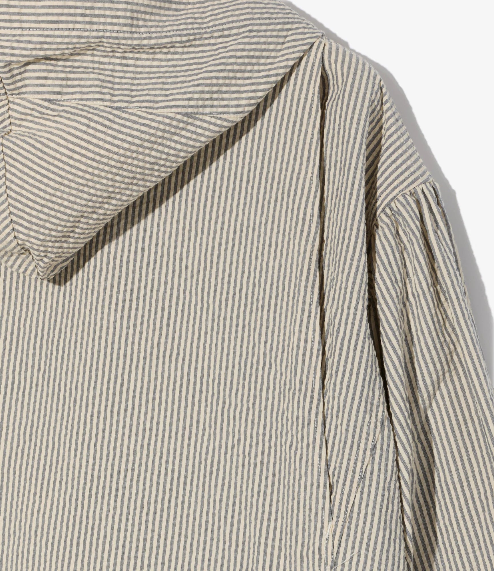 HOODED FIELD DRESS - NAVY/NATURAL SEERSUCKER