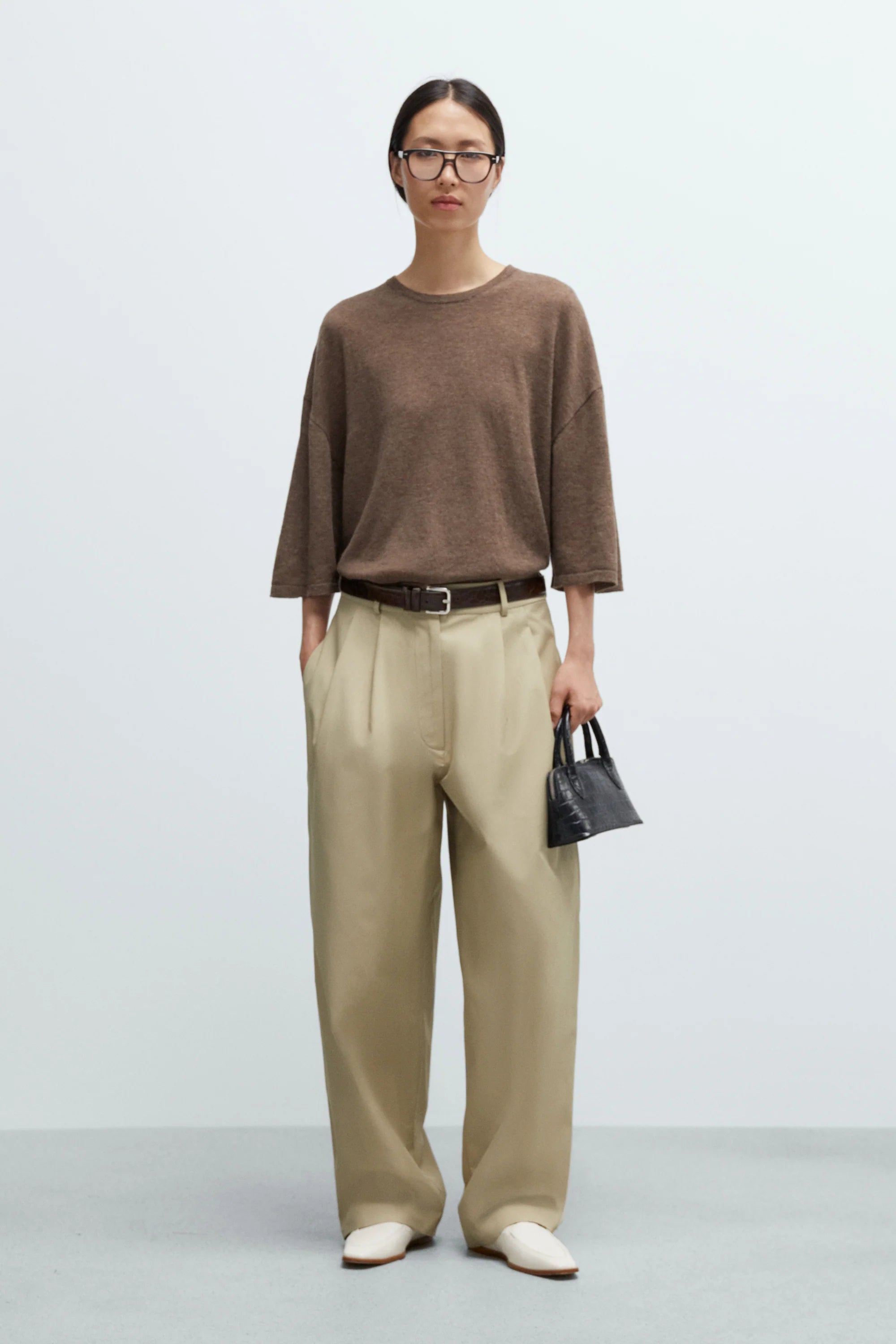 MERINO WOOL OVERSIZED T-SHIRT - DEEP TAUPE