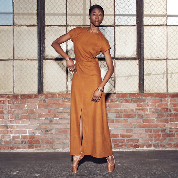 SAMPLE - CREW NECK MAXI DRESS - RUST