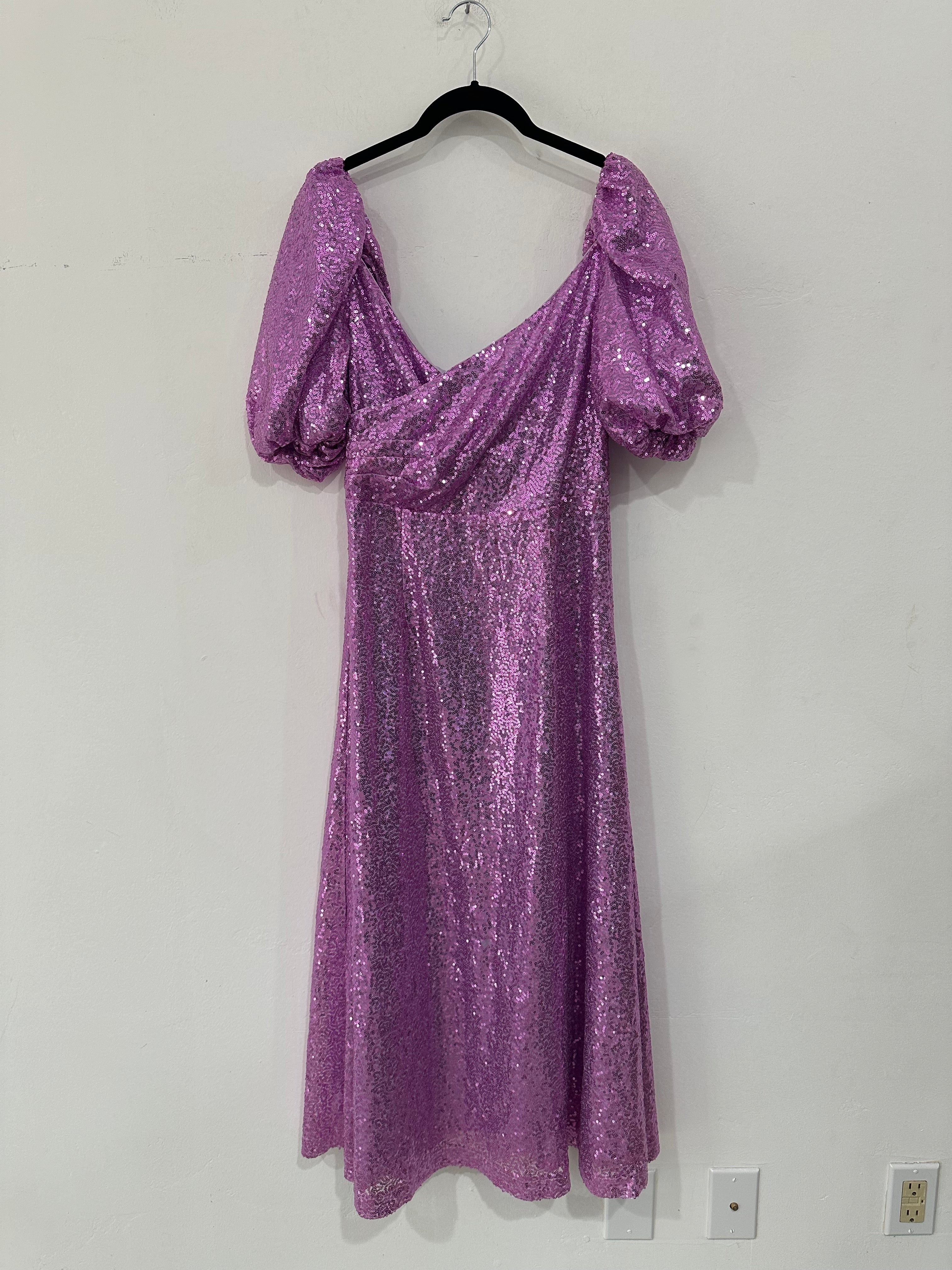SAMPLE - CROSS FRONT DRESS - LILAC SEQUINS