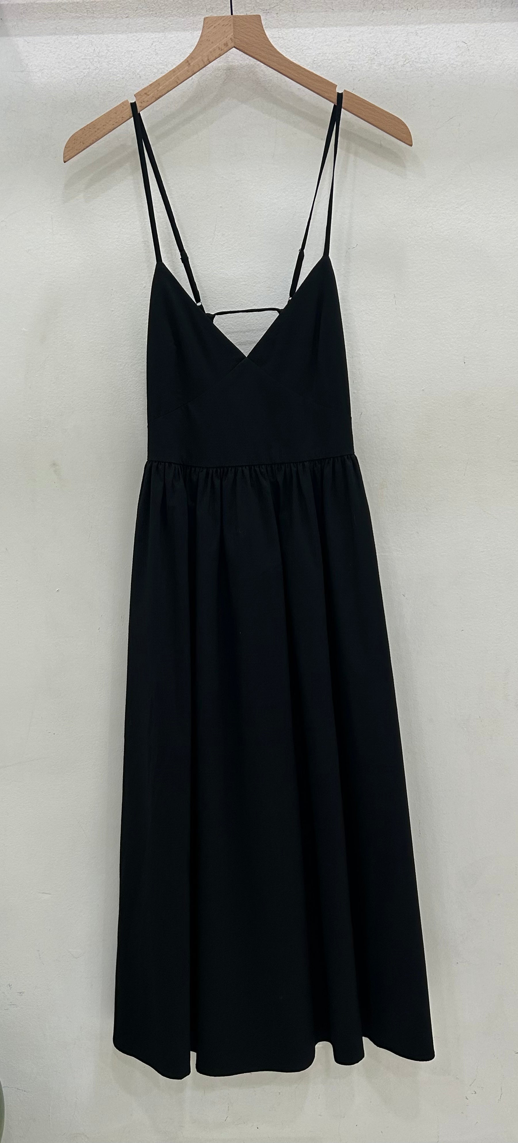 SAMPLE - TIE BACK MIDI DRESS - BLACK SEERSUCKER