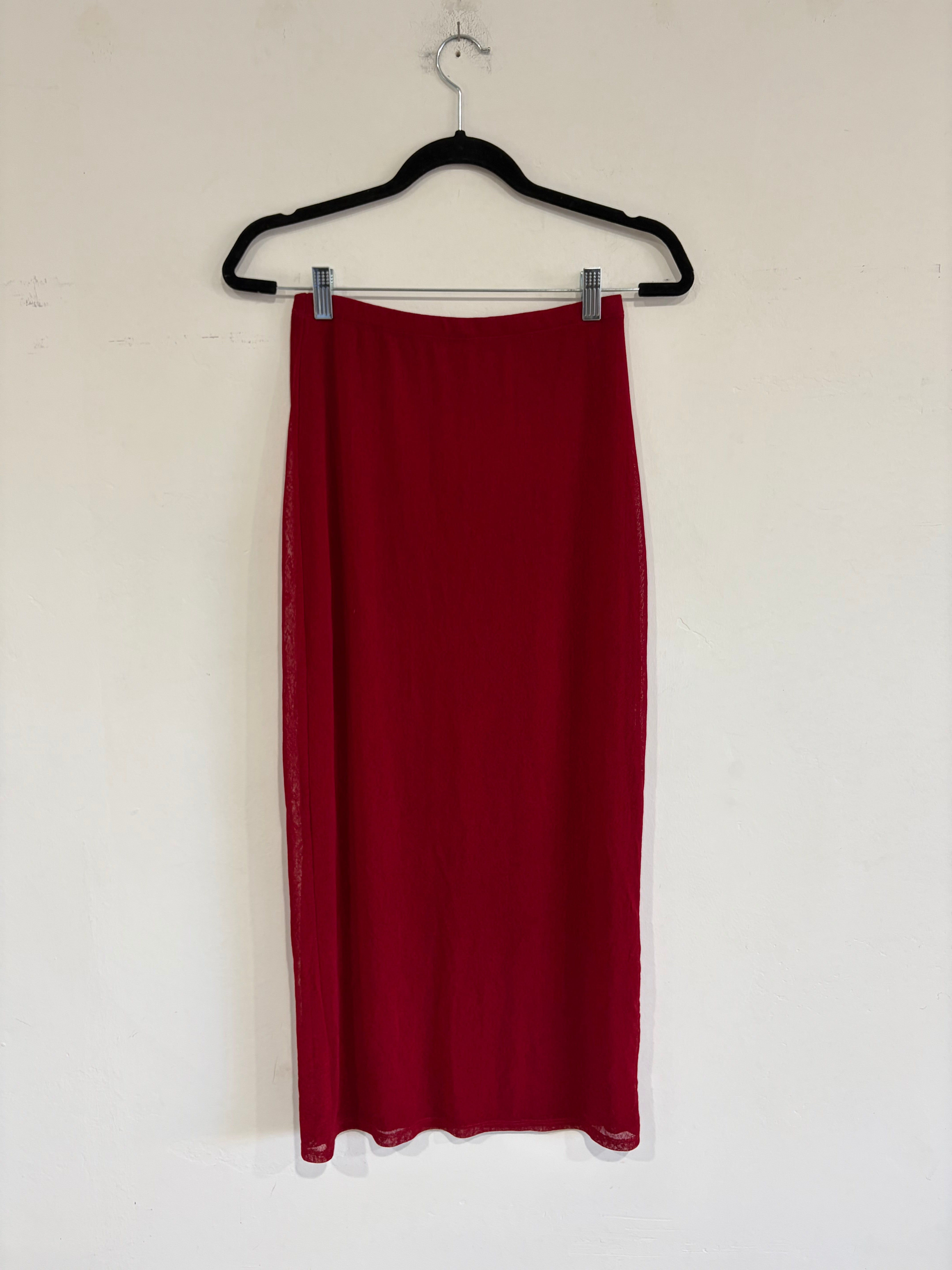 SAMPLE - MESH PENCIL SKIRT - CRIMSON