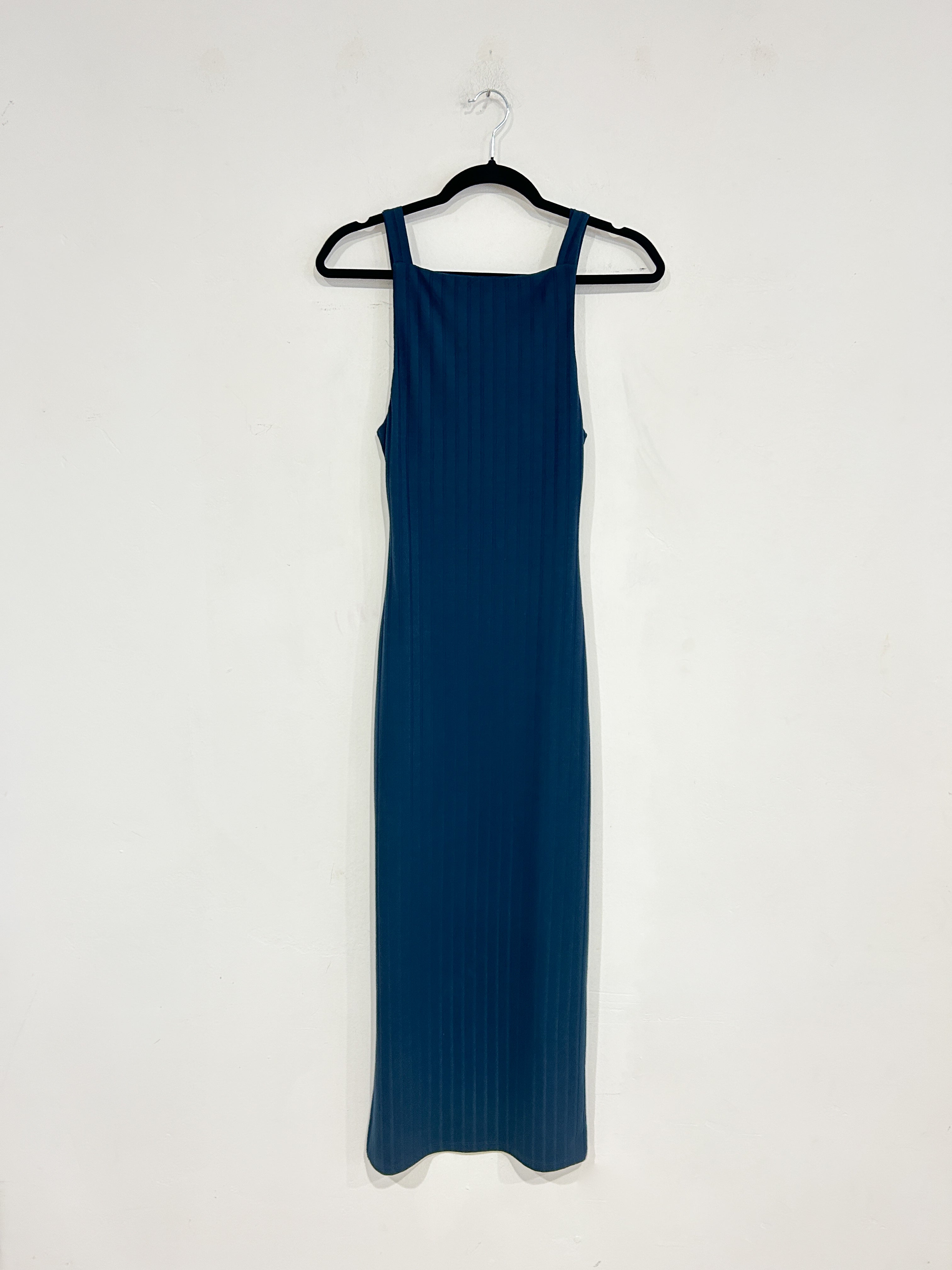 SAMPLE - HIGH NECK RIBBED DRESS - BLUE