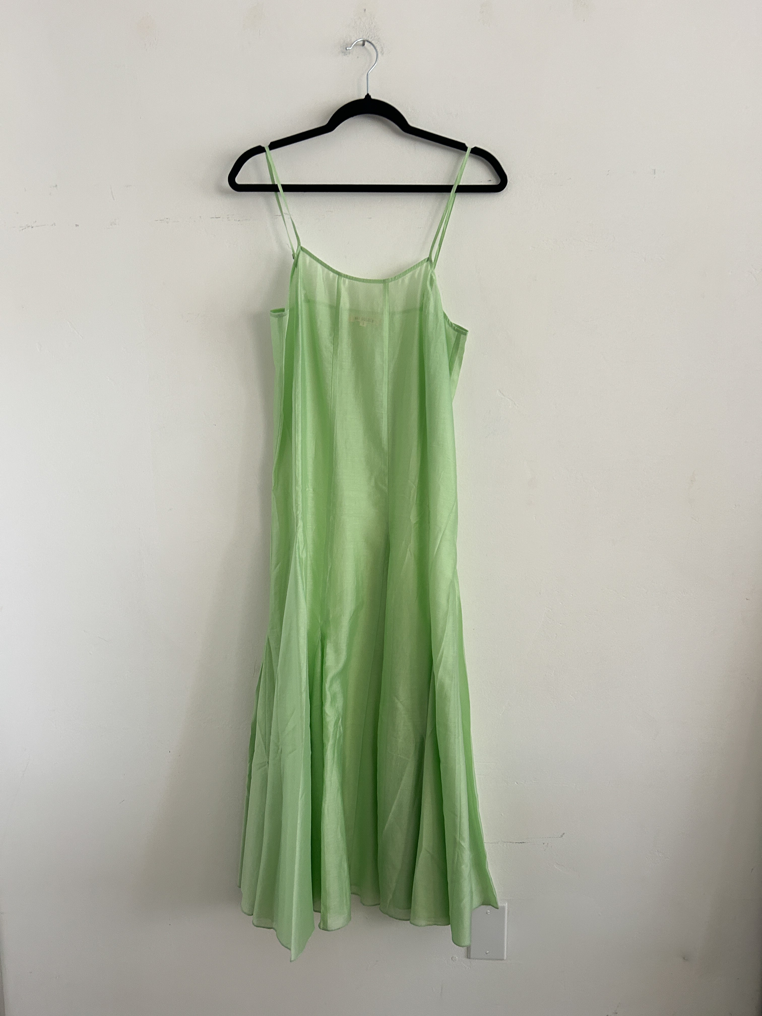 SAMPLE - PANELED DRESS - LIGHT GREEN ORGANZA VISCOSE
