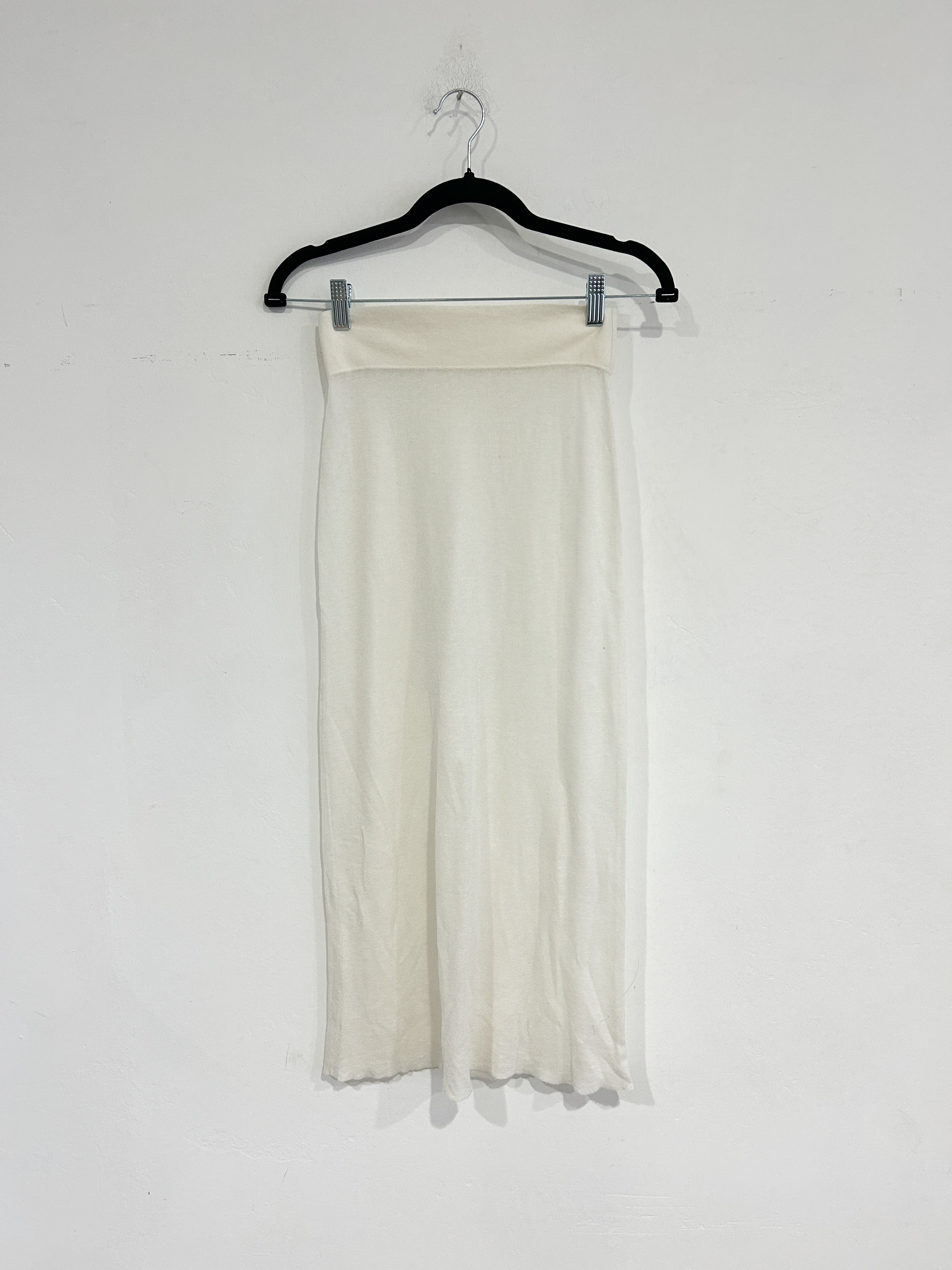 SAMPLE - THIN KNIT CASHMERE BLEND PENCIL MIDI SKIRT - WHITE