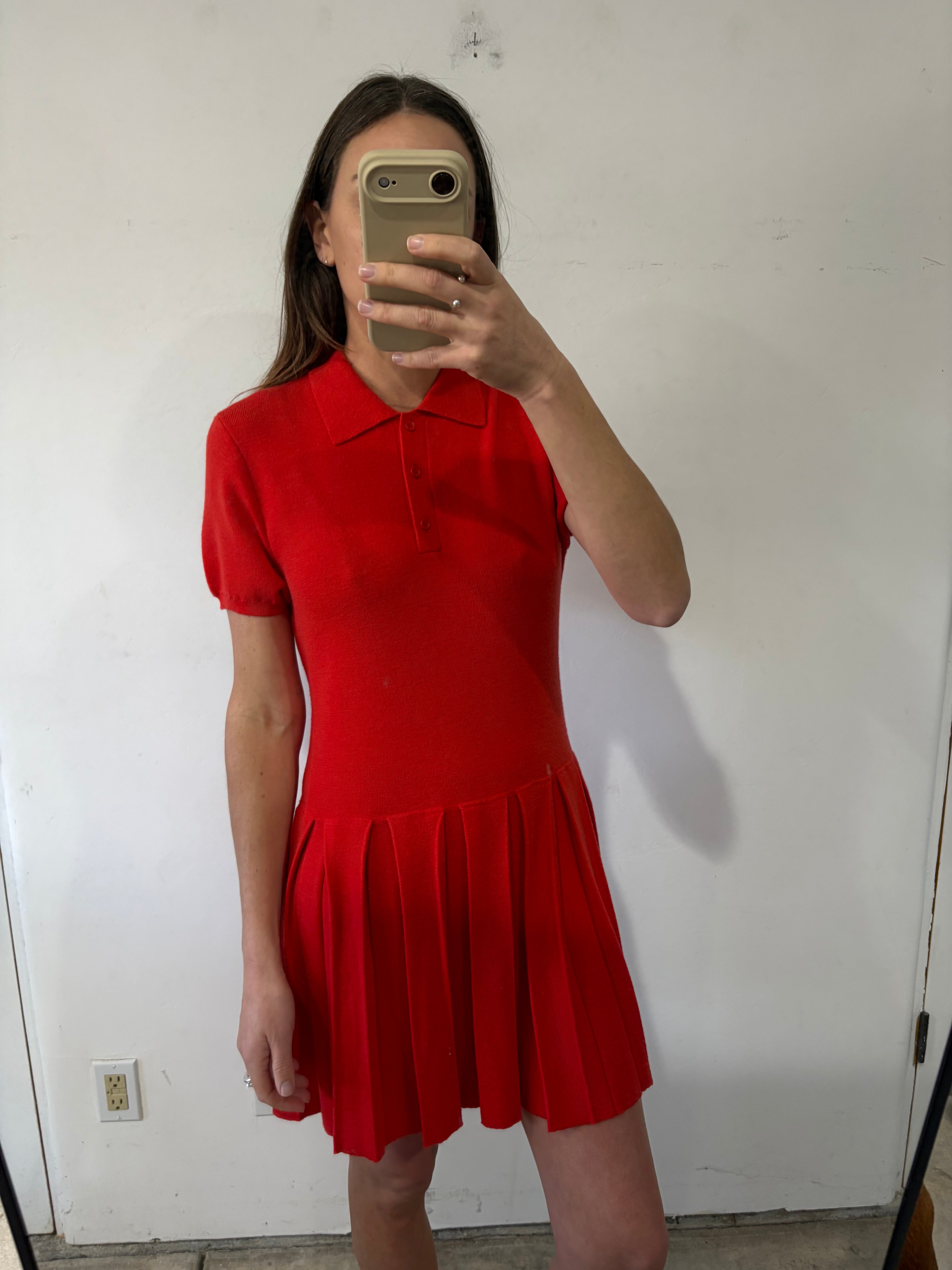 SAMPLE - POLO DRESS W/ PLEATS - POPPY