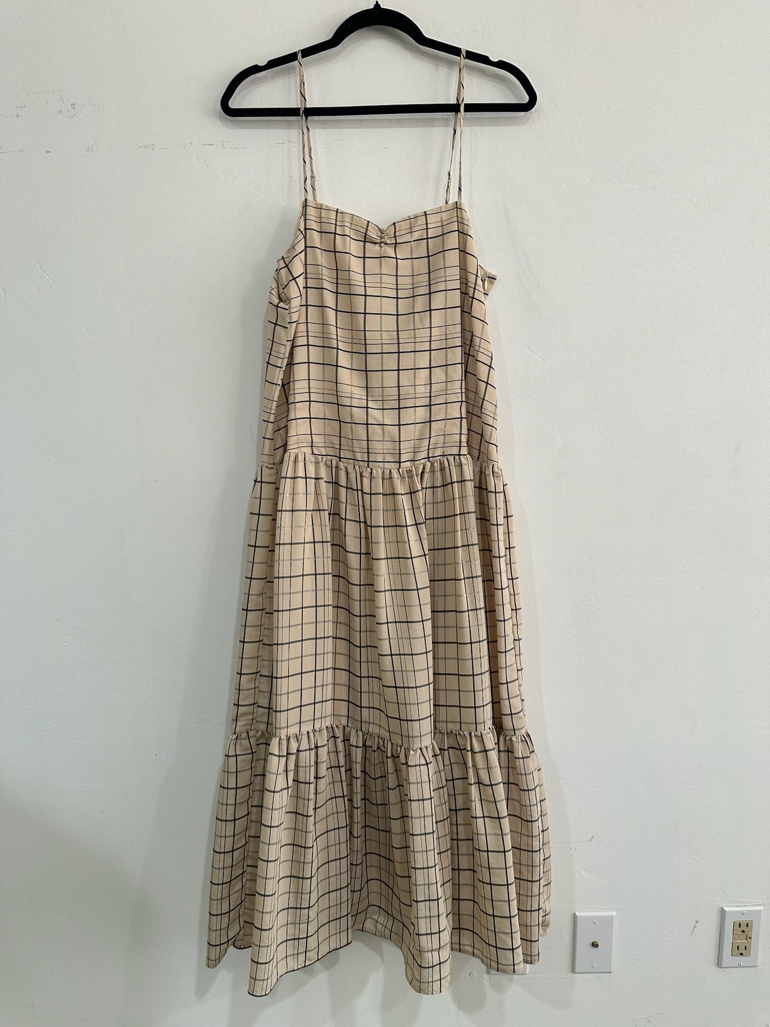 SAMPLE - SILK TIERED TANK DRESS - CREAM CHECK