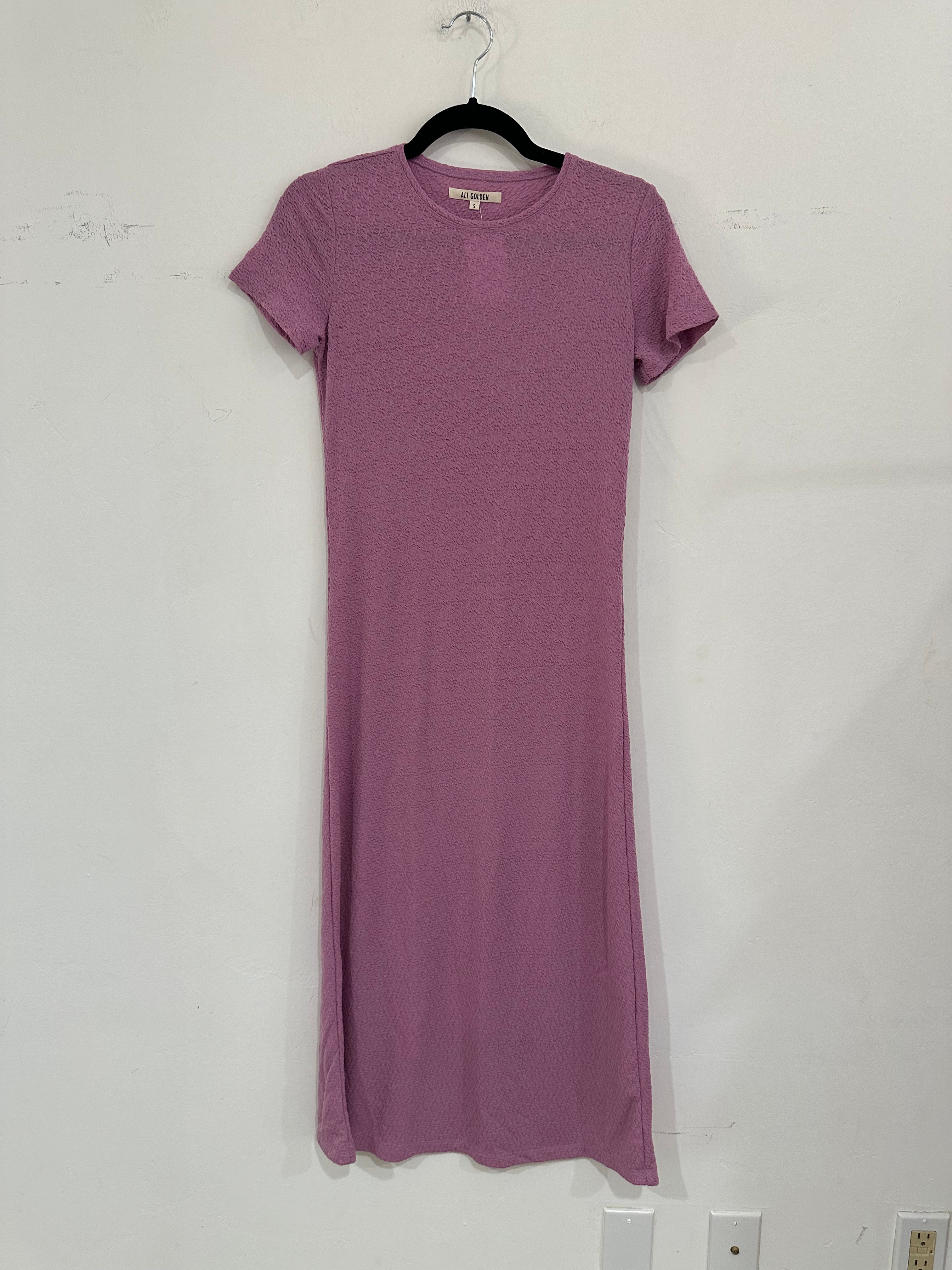 SAMPLE - TEXTURED T-SHIRT DRESS - PLUM