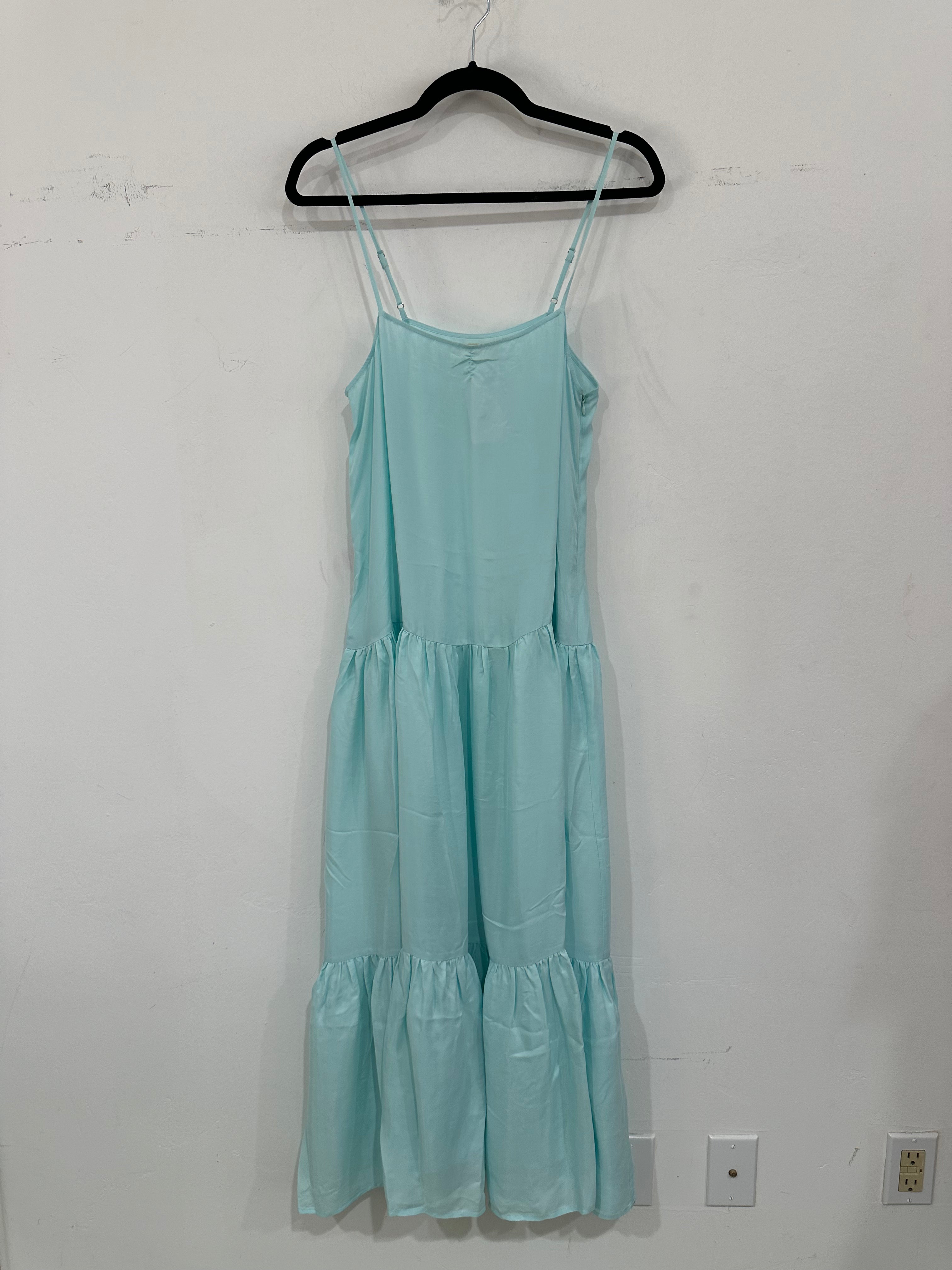 SAMPLE - CUPRO TIERED SLIP DRESS - AQUA