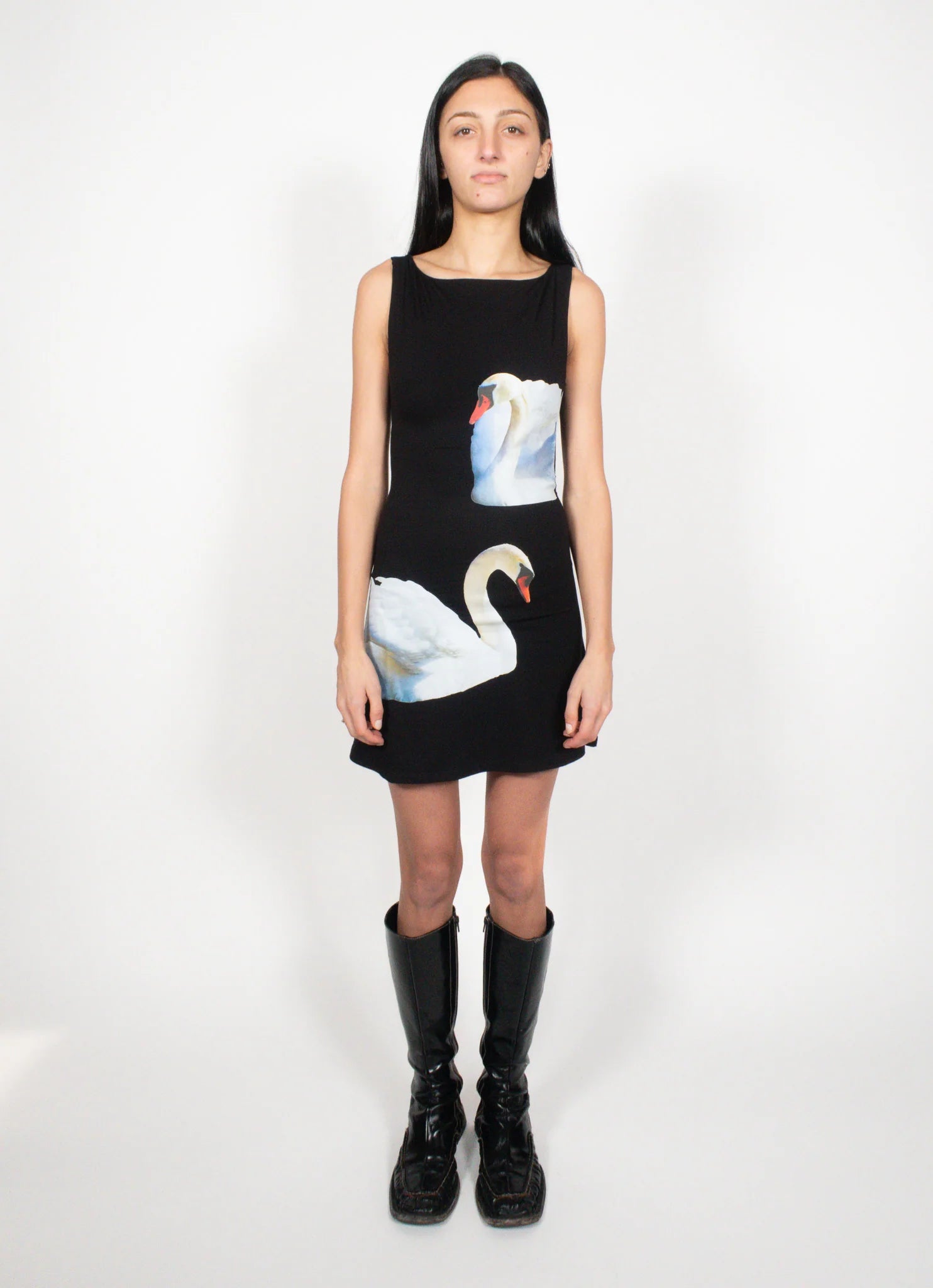 SWAN MINI DRESS - BLACK