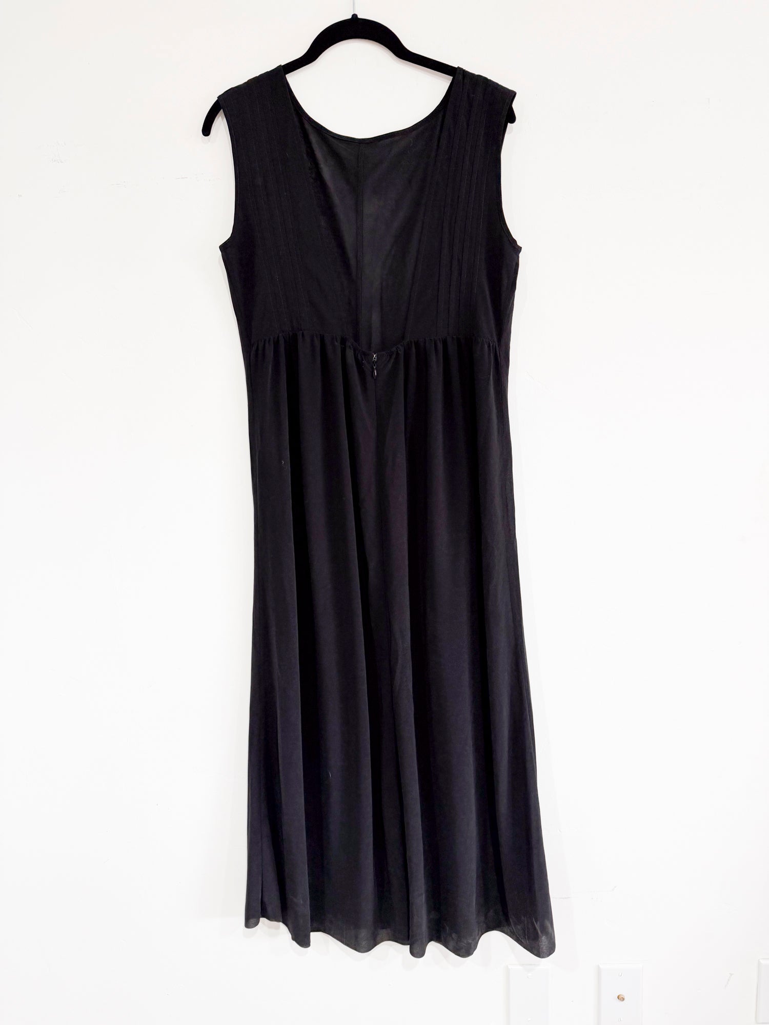 SAMPLE - PLEATED MESH HIGH NECK DRESS - BLACK
