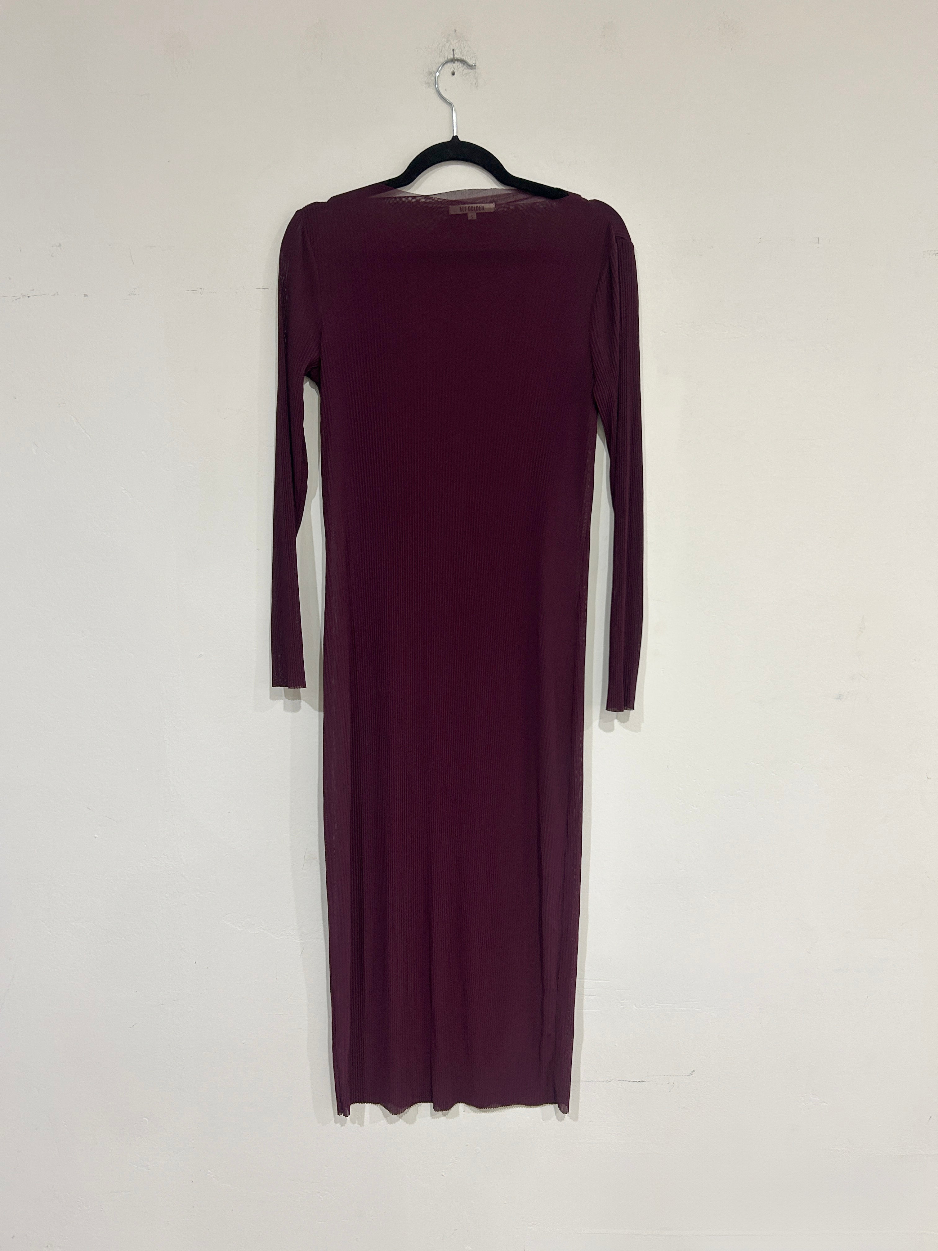SAMPLE - PLEATED MESH DRESS - PLUM