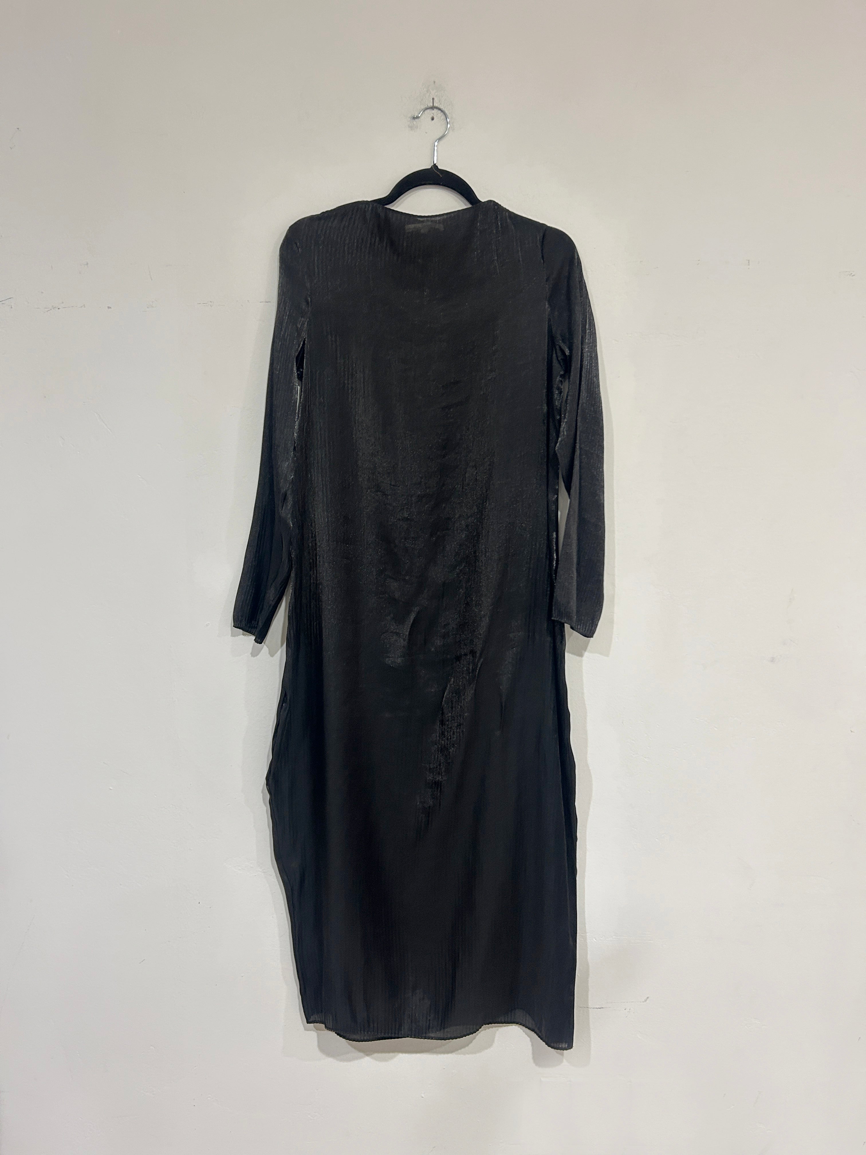 SAMPLE - SHINY PLEATED DRESS - BLACK
