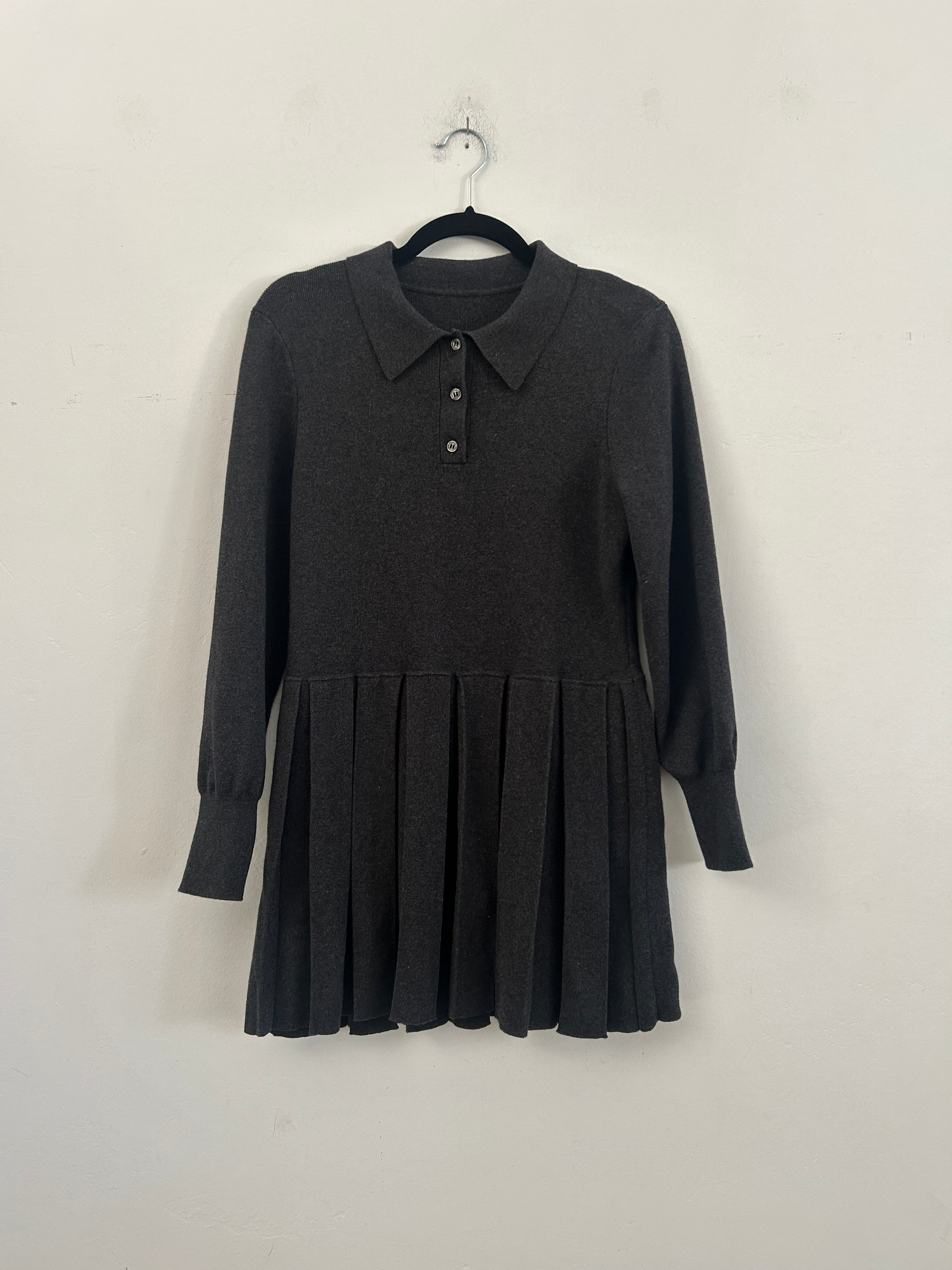 SAMPLE - KNIT POLO DRESS - CHARCOAL