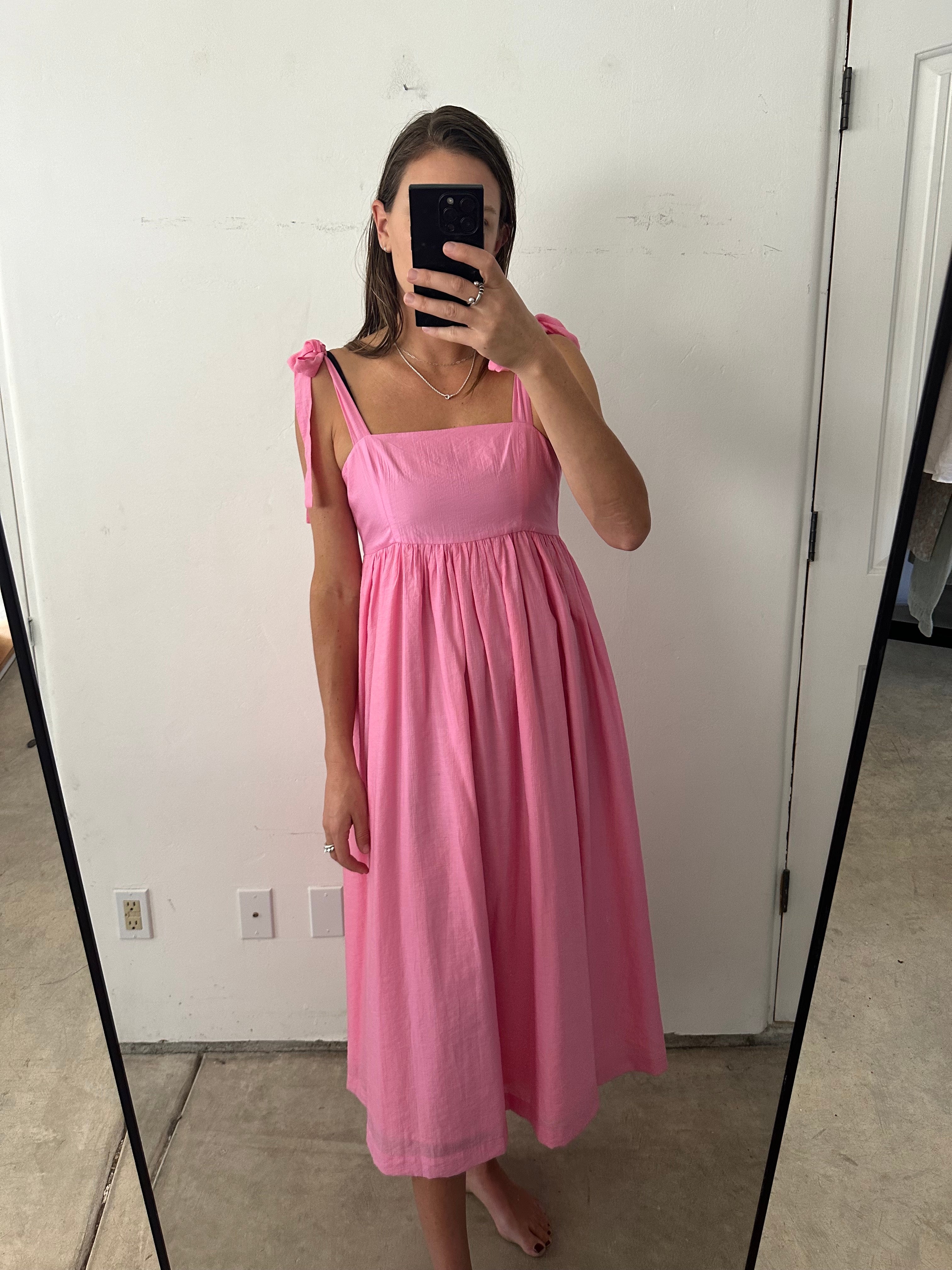 SAMPLE - TIE STRAP DRESS - BUBBLEGUM - SO PRETTY!