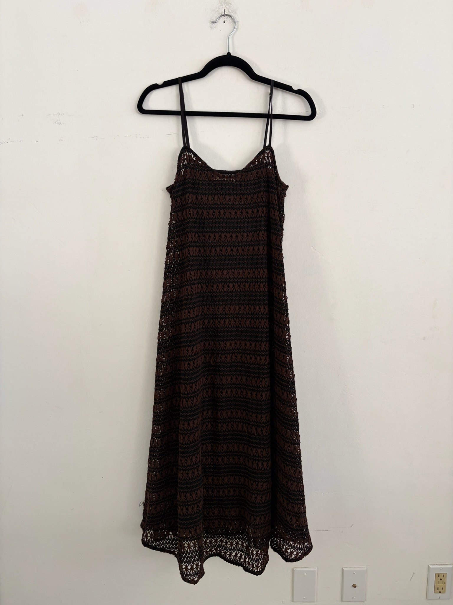 SAMPLE - FULL HEM DRESS - BROWN/BLACK CROCHET
