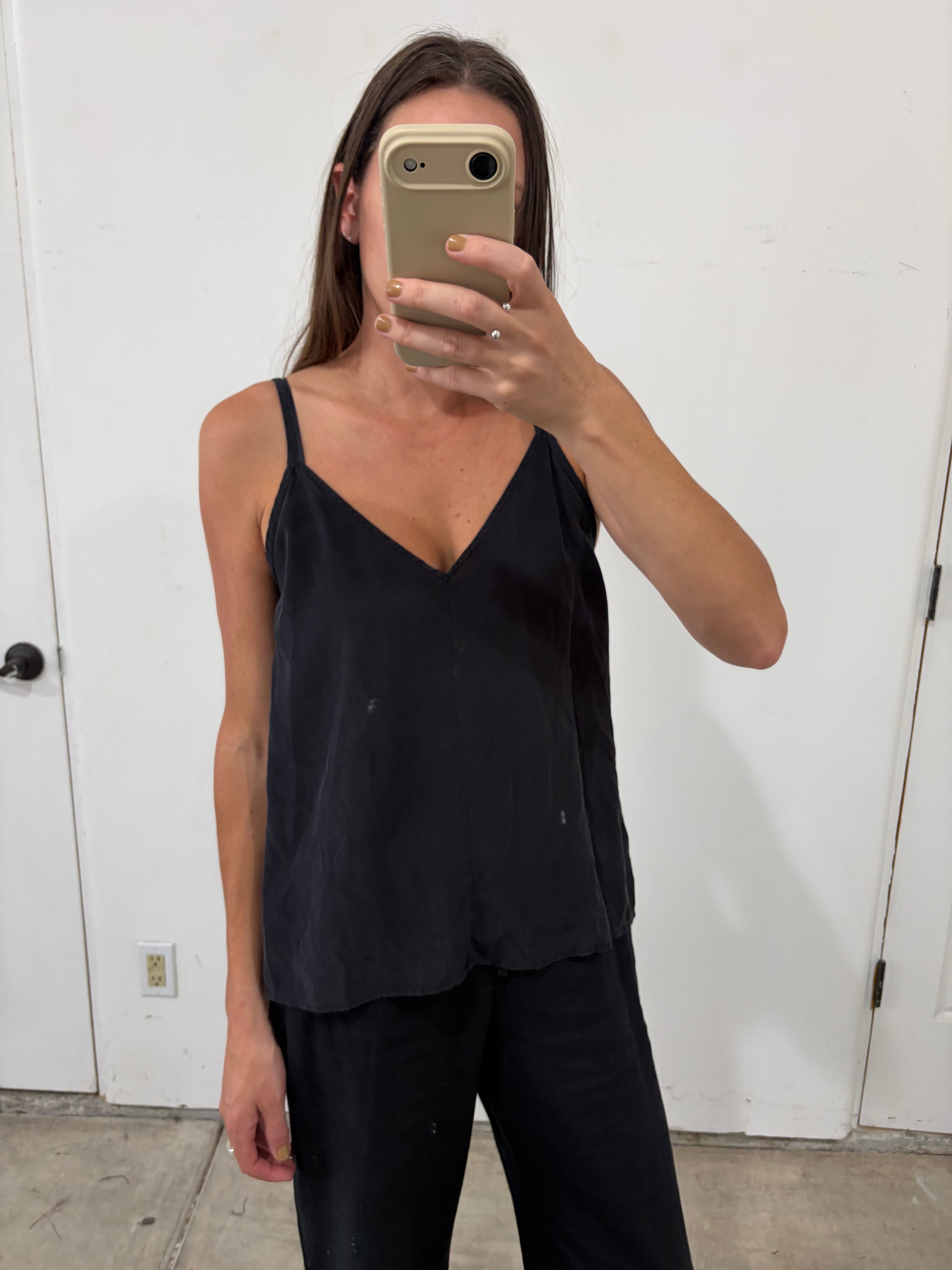 SAMPLE - CUPRO SLIP TOP - BLACK