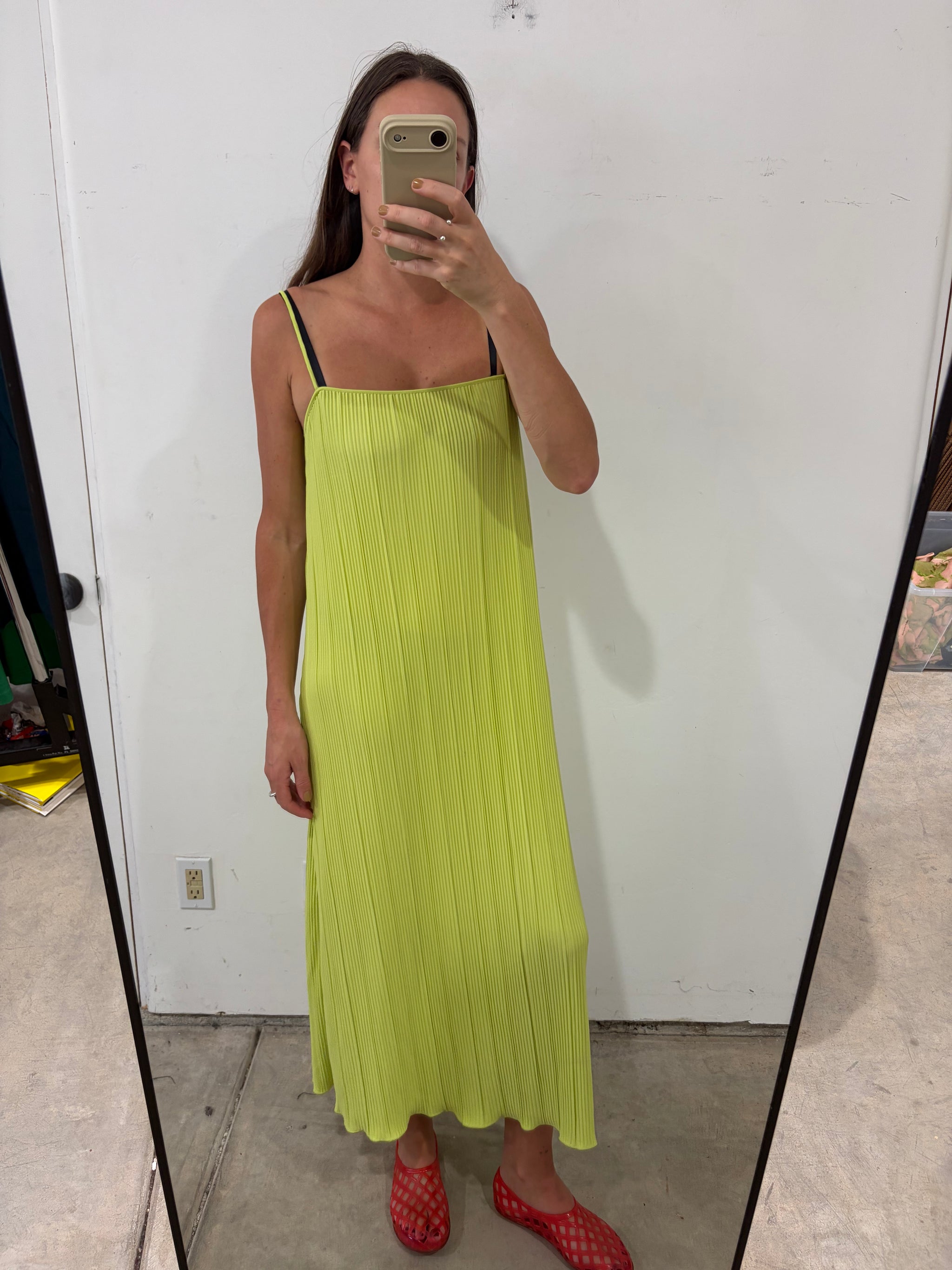 SAMPLE - PLEATED SQUARE NECK SLIP DRESS